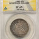 Half Dollars 1858-S SEATED LIBERTY HALF DOLLAR – PCGS F-15
