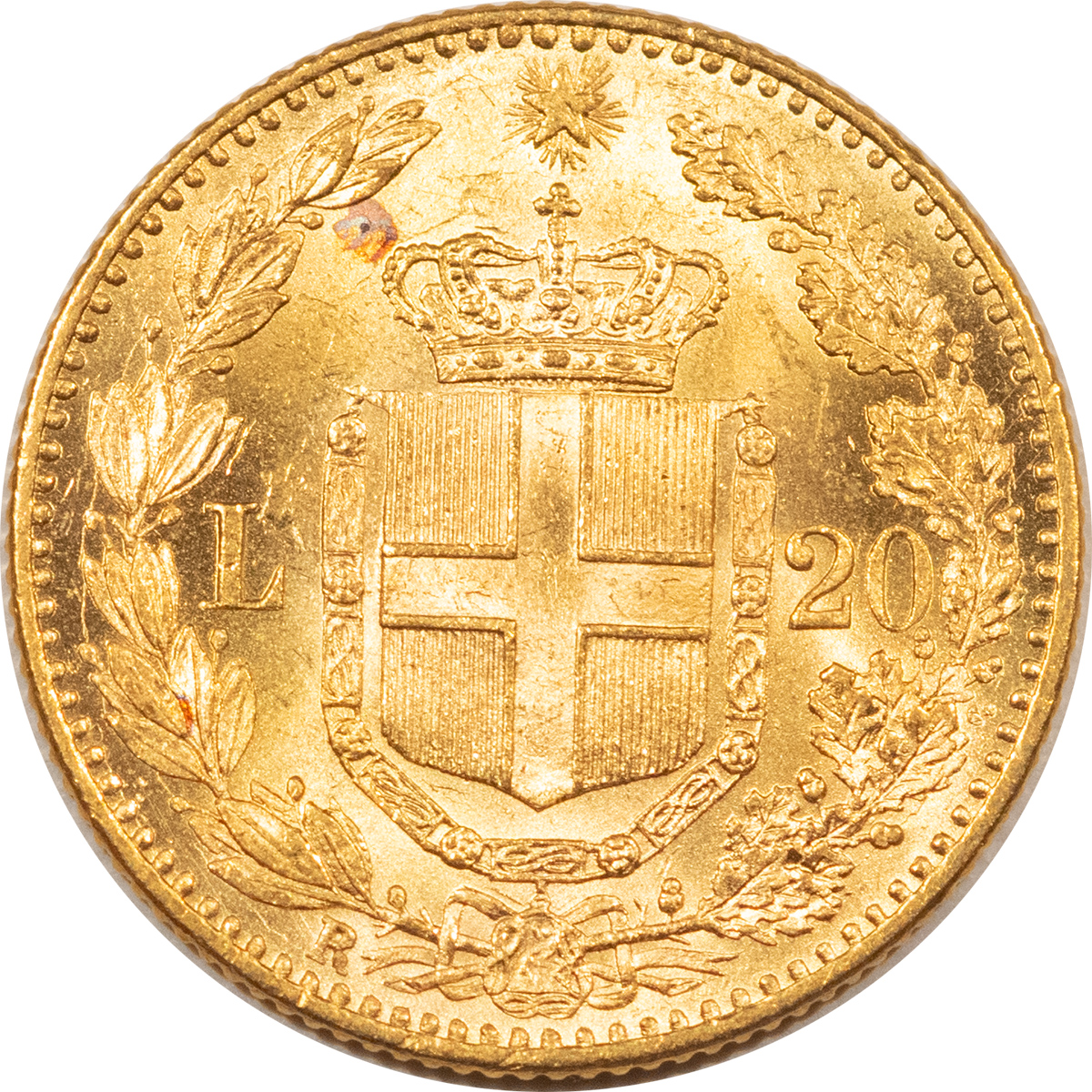 Bullion 1881-R ITALY 20 LIRE GOLD KM#21 – CHOICE UNCIRCULATED PROOFLIKE! .1867 OZ AGW Bullion 1881-R ITALY 20 LIRE GOLD KM#21 – CHOICE UNCIRCULATED PROOFLIKE! .1867 OZ AGW