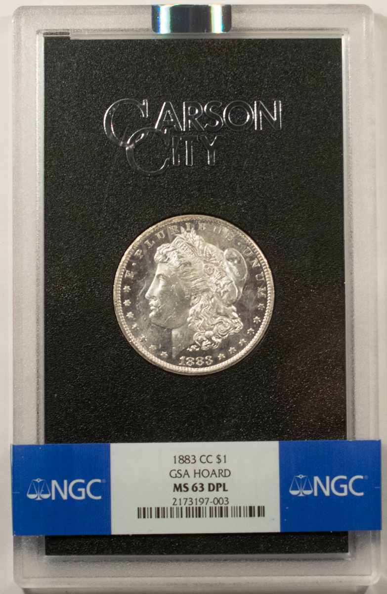 Dollars 1883-CC $1 MORGAN DOLLAR GSA NGC MS-63 DPL W/ BOX & CARD DEEP MIRROR CARSON CITY Dollars 1883-CC $1 MORGAN DOLLAR GSA NGC MS-63 DPL W/ BOX & CARD DEEP MIRROR CARSON CITY