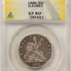Half Dollars 1880 SEATED LIBERTY HALF DOLLAR – ANACS EF-45 DETAILS, SCRATCHED, CLEANED! RARE!