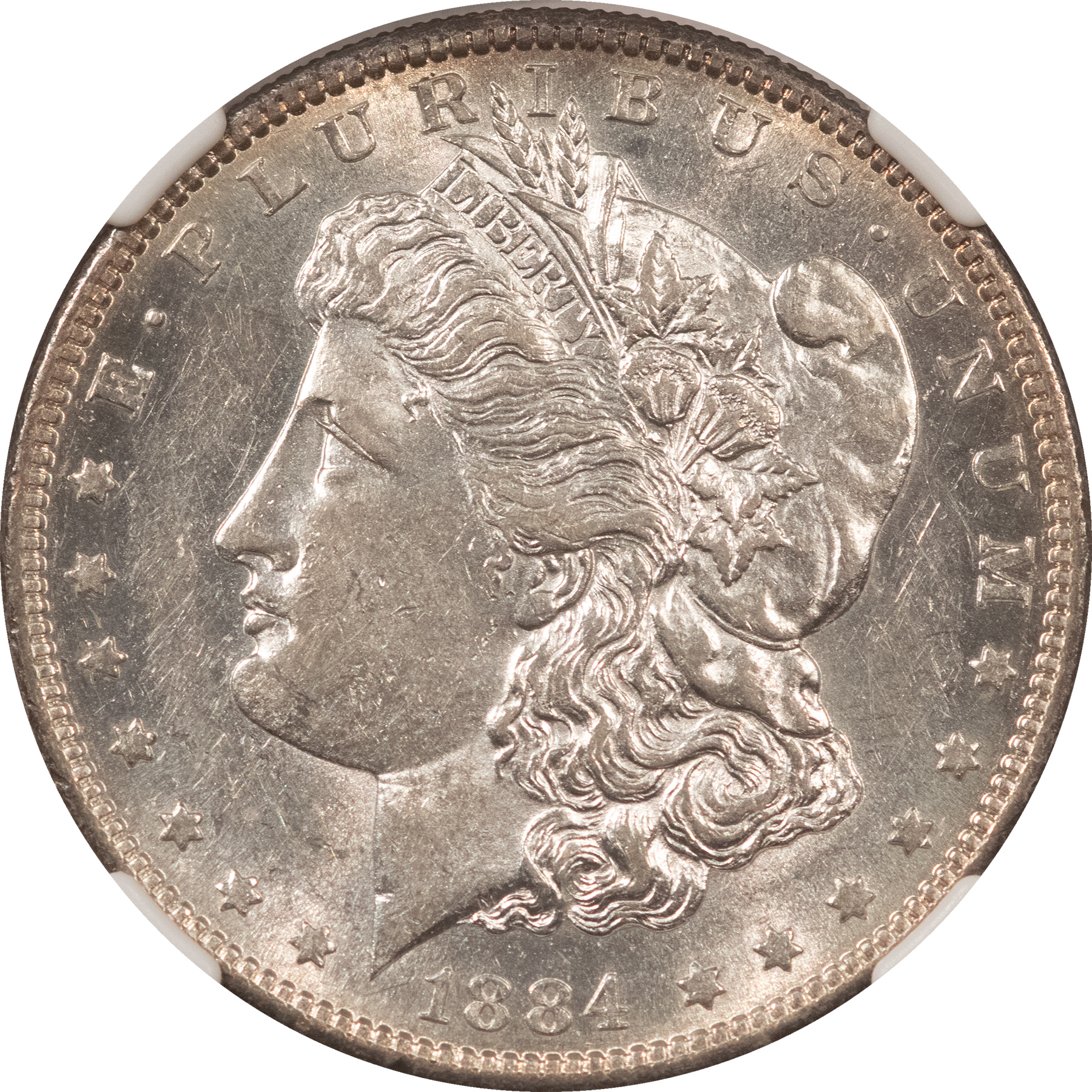 Dollars 1884-S $1 MORGAN DOLLAR – NGC AU-55, WHITE & LUSTROUS! Dollars 1884-S $1 MORGAN DOLLAR – NGC AU-55, WHITE & LUSTROUS!