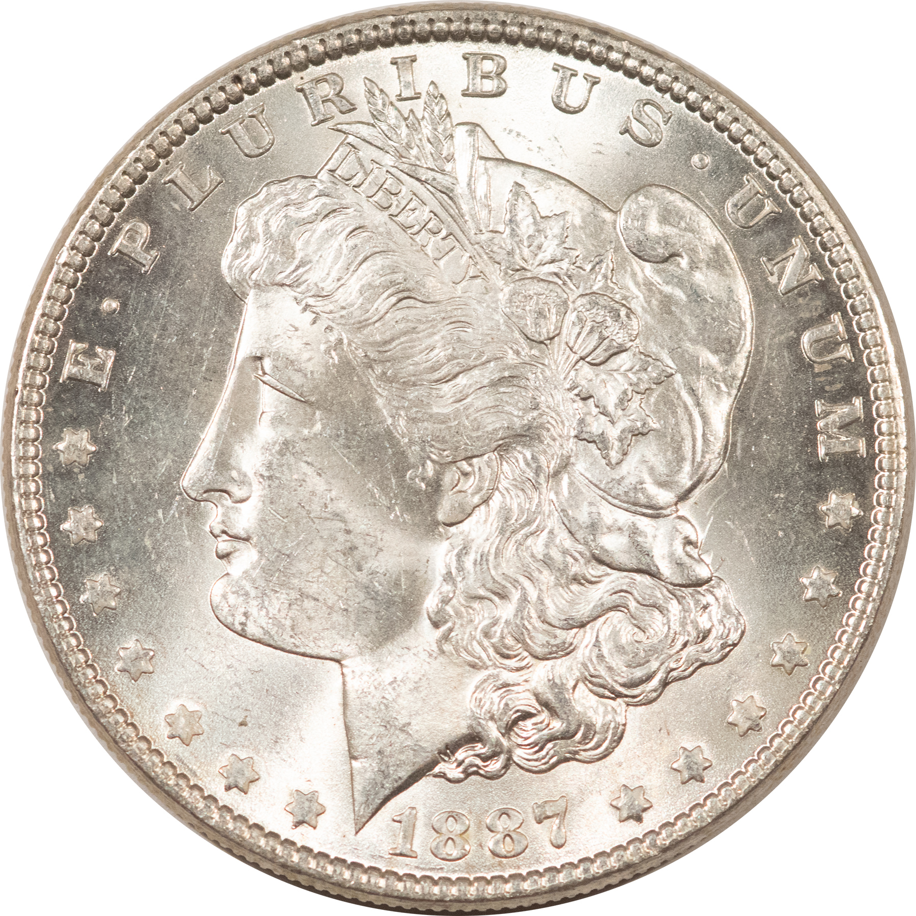 Dollars 1887 $1 MORGAN DOLLAR – WHITE & UNCIRCULATED! Dollars 1887 $1 MORGAN DOLLAR – WHITE & UNCIRCULATED!
