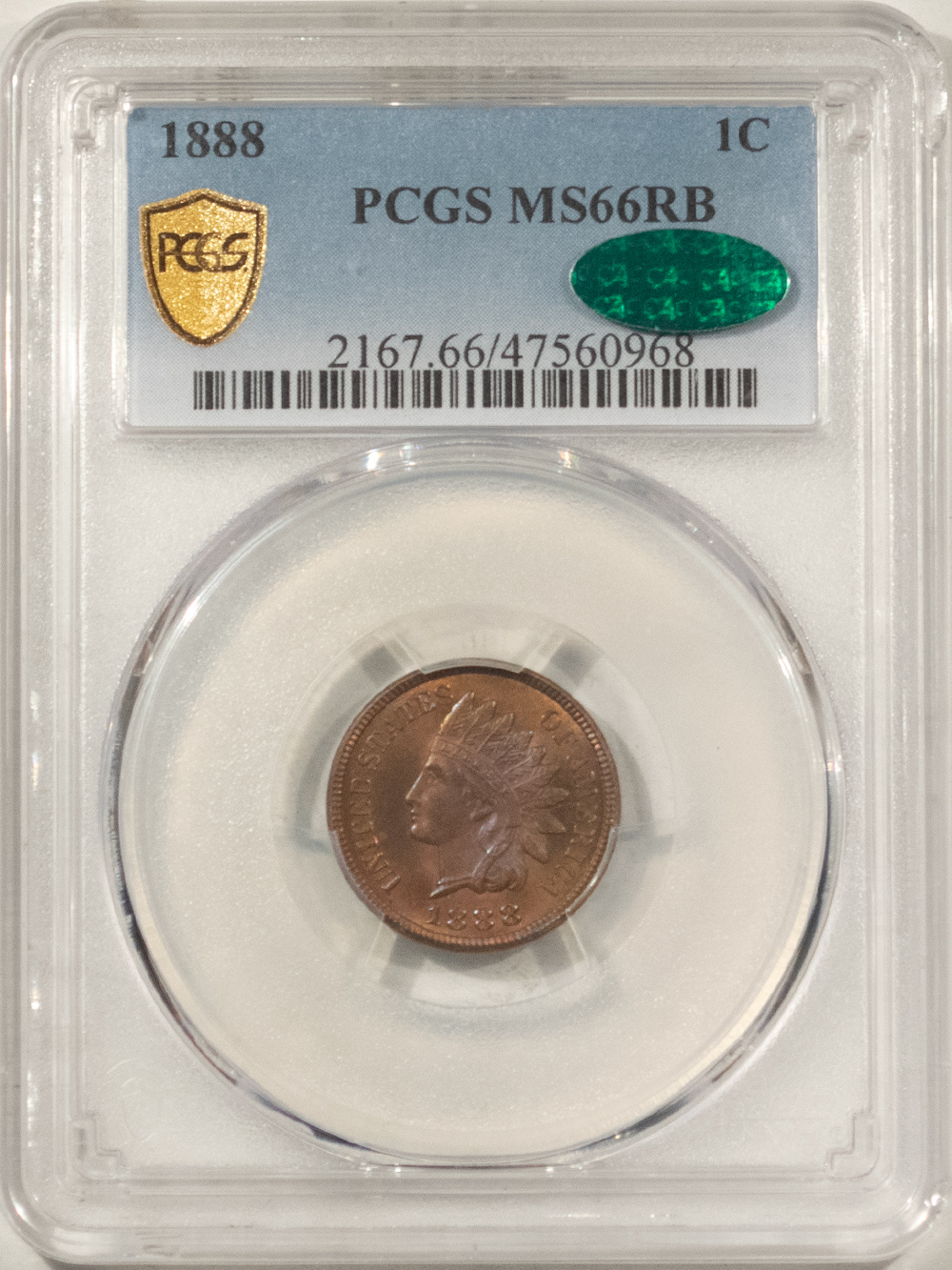 CAC Approved Coins 1888 INDIAN CENT – PCGS MS-66 RB, LOVELY, PREMIUM QUALITY POP 3/0, CAC APPROVED! CAC Approved Coins 1888 INDIAN CENT – PCGS MS-66 RB, LOVELY, PREMIUM QUALITY POP 3/0, CAC APPROVED!