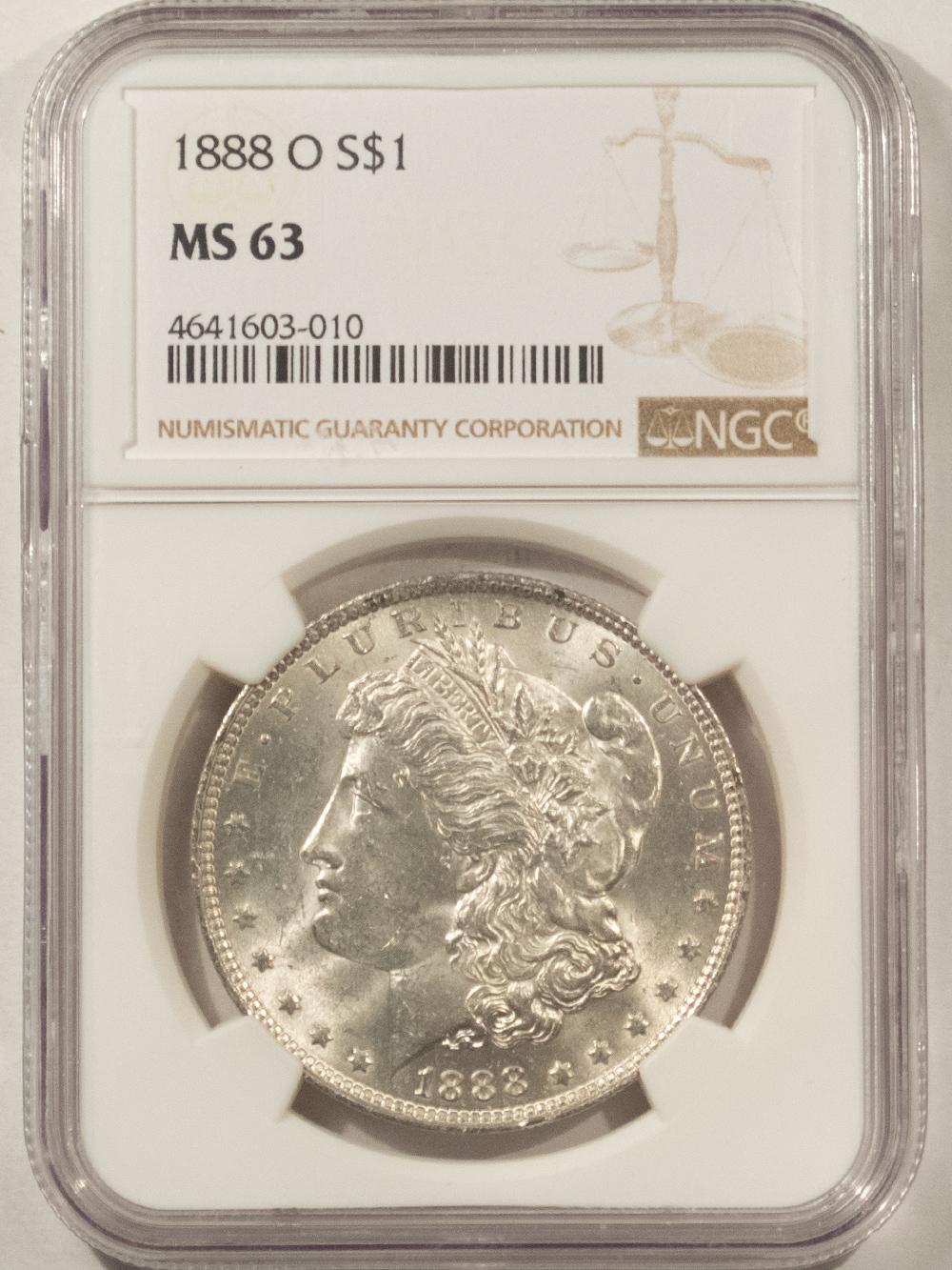 Dollars 1888-O $1 MORGAN DOLLAR – NGC MS-63, WHITE & CHOICE! Dollars 1888-O $1 MORGAN DOLLAR – NGC MS-63, WHITE & CHOICE!