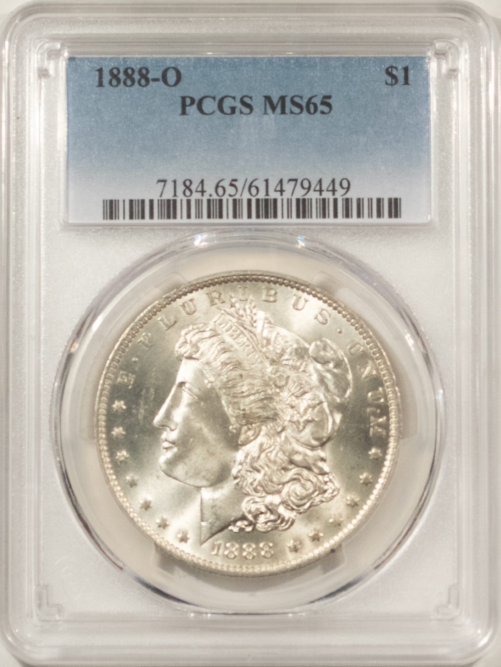 Dollars 1888-O $1 MORGAN DOLLAR – PCGS MS-65, BLAST WHITE & PREMIUM QUALITY! Dollars 1888-O $1 MORGAN DOLLAR – PCGS MS-65, BLAST WHITE & PREMIUM QUALITY!