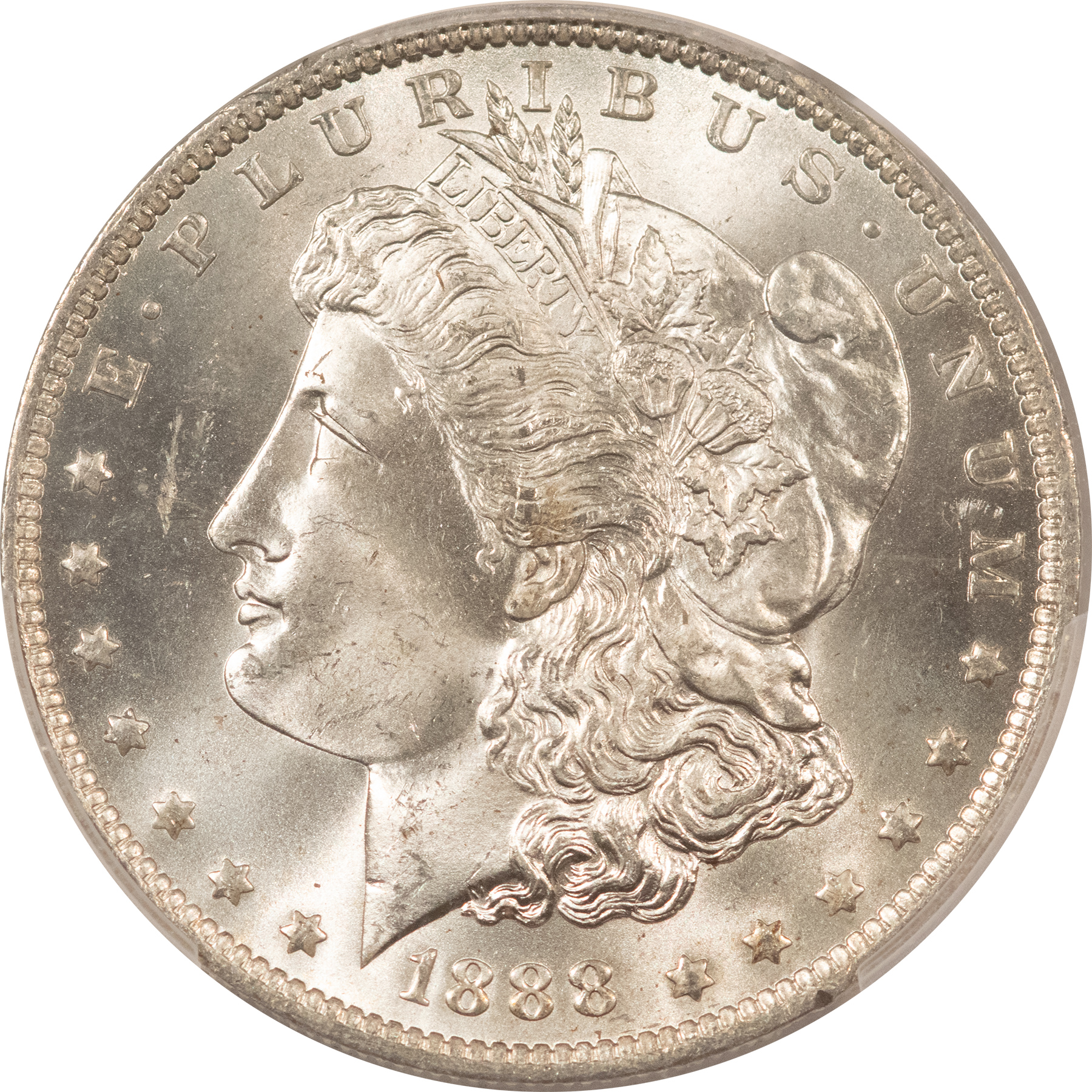Dollars 1888-O $1 MORGAN DOLLAR – PCGS MS-65, BLAST WHITE & PREMIUM QUALITY! Dollars 1888-O $1 MORGAN DOLLAR – PCGS MS-65, BLAST WHITE & PREMIUM QUALITY!