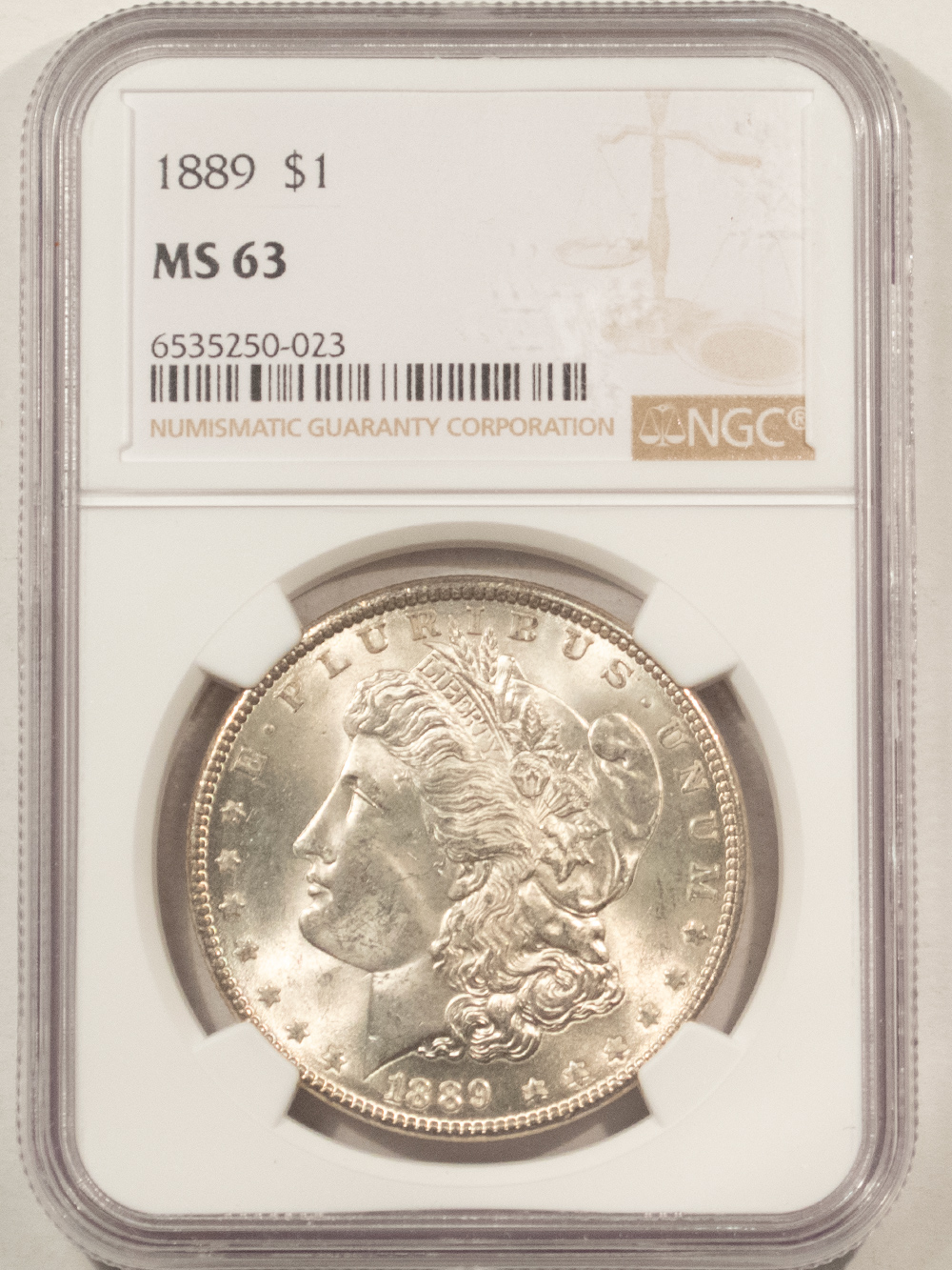 Dollars 1889 $1 MORGAN DOLLAR – NGC MS-63, WHITE & CHOICE! Dollars 1889 $1 MORGAN DOLLAR – NGC MS-63, WHITE & CHOICE!