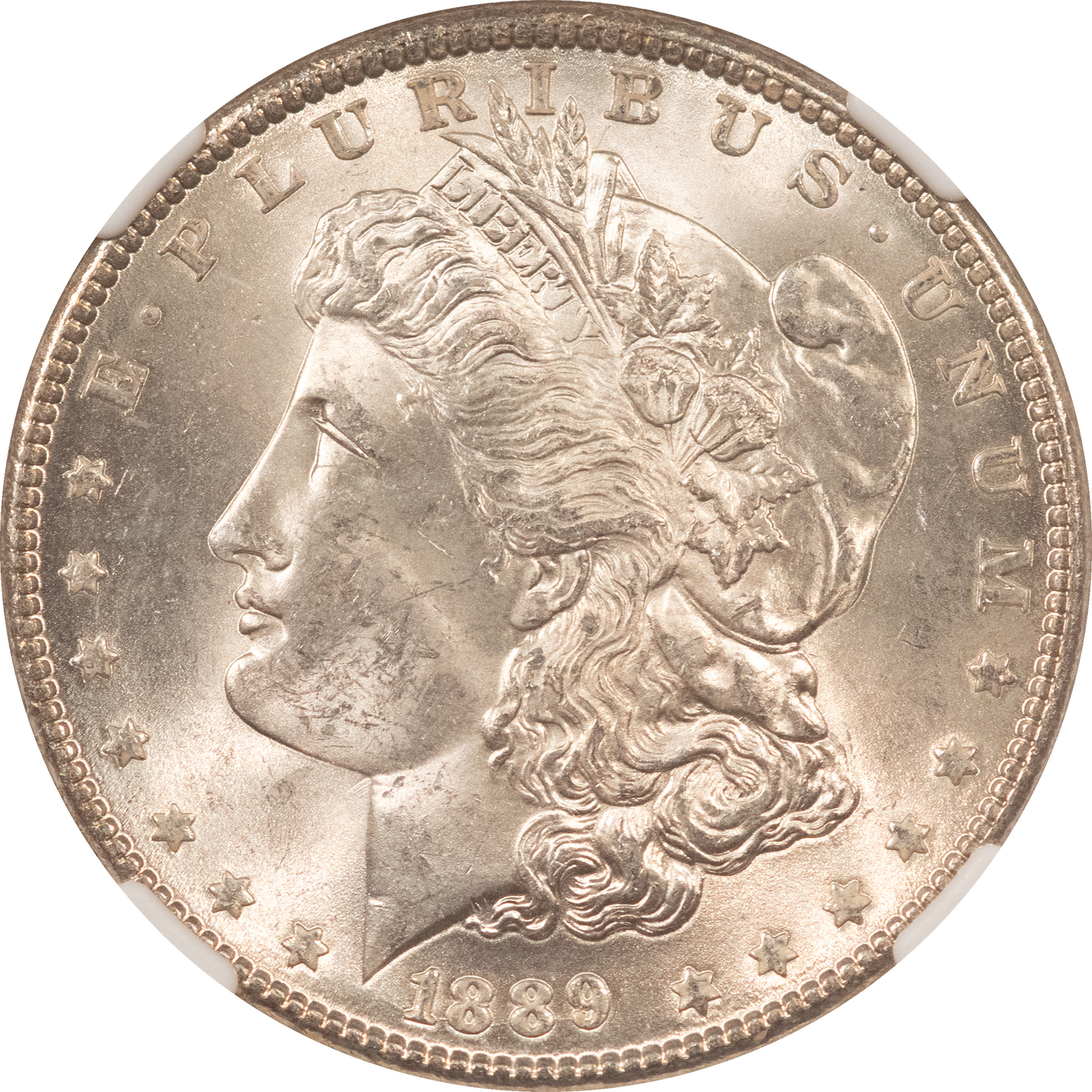Dollars 1889 $1 MORGAN DOLLAR – NGC MS-63, WHITE & CHOICE! Dollars 1889 $1 MORGAN DOLLAR – NGC MS-63, WHITE & CHOICE!