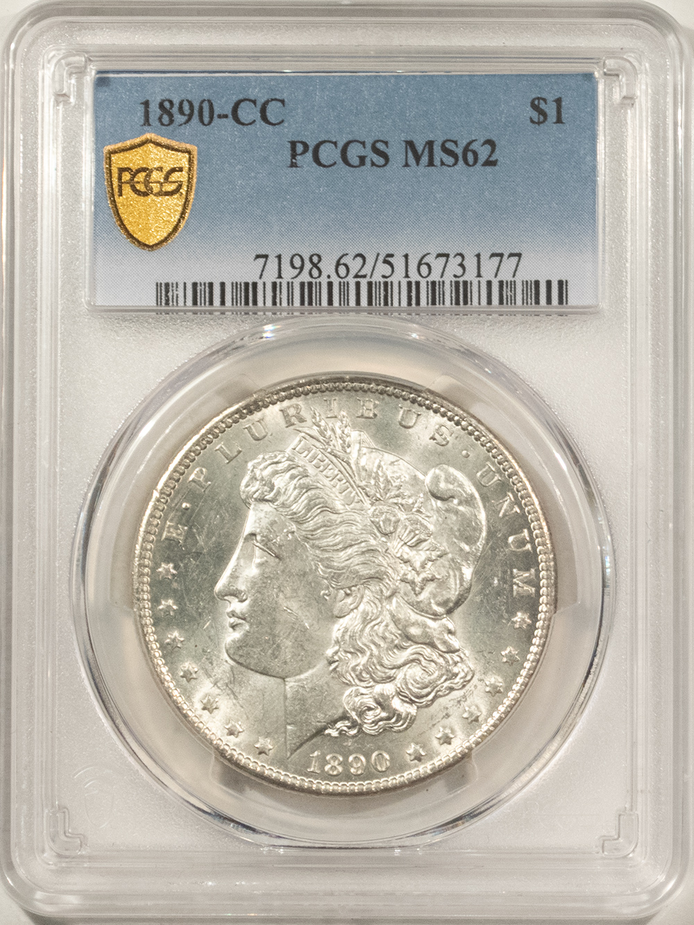 Dollars 1890-CC $1 MORGAN DOLLAR – PCGS MS-62, BLAST WHITE & CARSON CITY! Dollars 1890-CC $1 MORGAN DOLLAR – PCGS MS-62, BLAST WHITE & CARSON CITY!