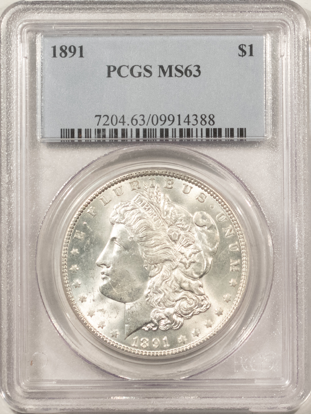 Dollars 1891 $1 MORGAN DOLLAR – PCGS MS-63, BLAST WHITE! Dollars 1891 $1 MORGAN DOLLAR – PCGS MS-63, BLAST WHITE!