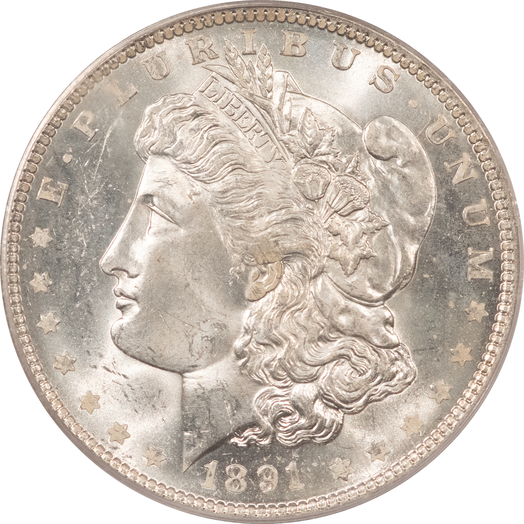 Dollars 1891-O $1 MORGAN DOLLAR – PCGS MS-63, BLAST WHITE! Dollars 1891-O $1 MORGAN DOLLAR – PCGS MS-63, BLAST WHITE!