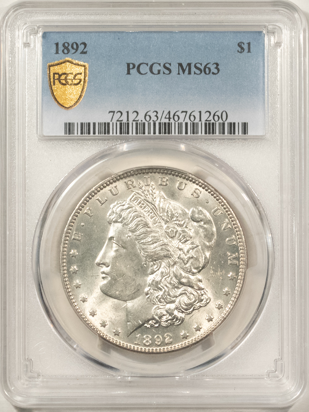 Dollars 1892 $1 MORGAN DOLLAR – PCGS MS-63, BLAST WHITE! Dollars 1892 $1 MORGAN DOLLAR – PCGS MS-63, BLAST WHITE!