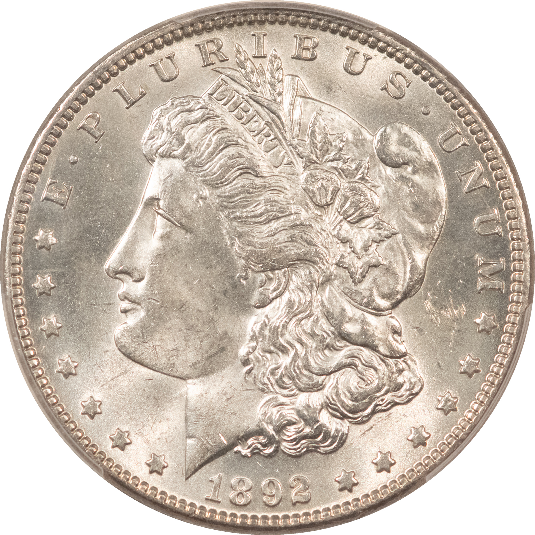 Dollars 1892 $1 MORGAN DOLLAR – PCGS MS-63, BLAST WHITE! Dollars 1892 $1 MORGAN DOLLAR – PCGS MS-63, BLAST WHITE!