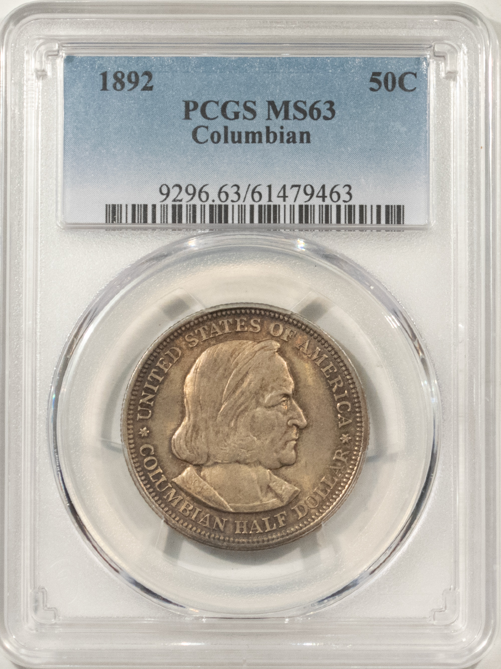 Early Commems 1892 COLUMBIAN COMMEMORATIVE HALF DOLLAR – PCGS MS-63, CHOICE! ATTRACTIVE! Early Commems 1892 COLUMBIAN COMMEMORATIVE HALF DOLLAR – PCGS MS-63, CHOICE! ATTRACTIVE!