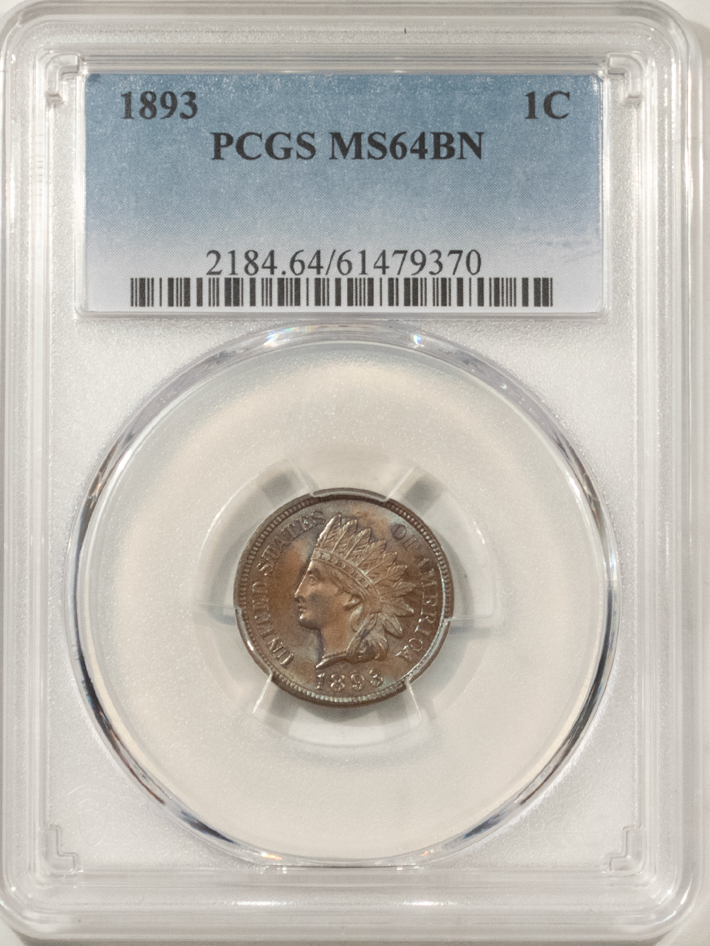 Indian 1893 INDIAN CENT – PCGS MS-64 BN, PRETTY! Indian 1893 INDIAN CENT – PCGS MS-64 BN, PRETTY!