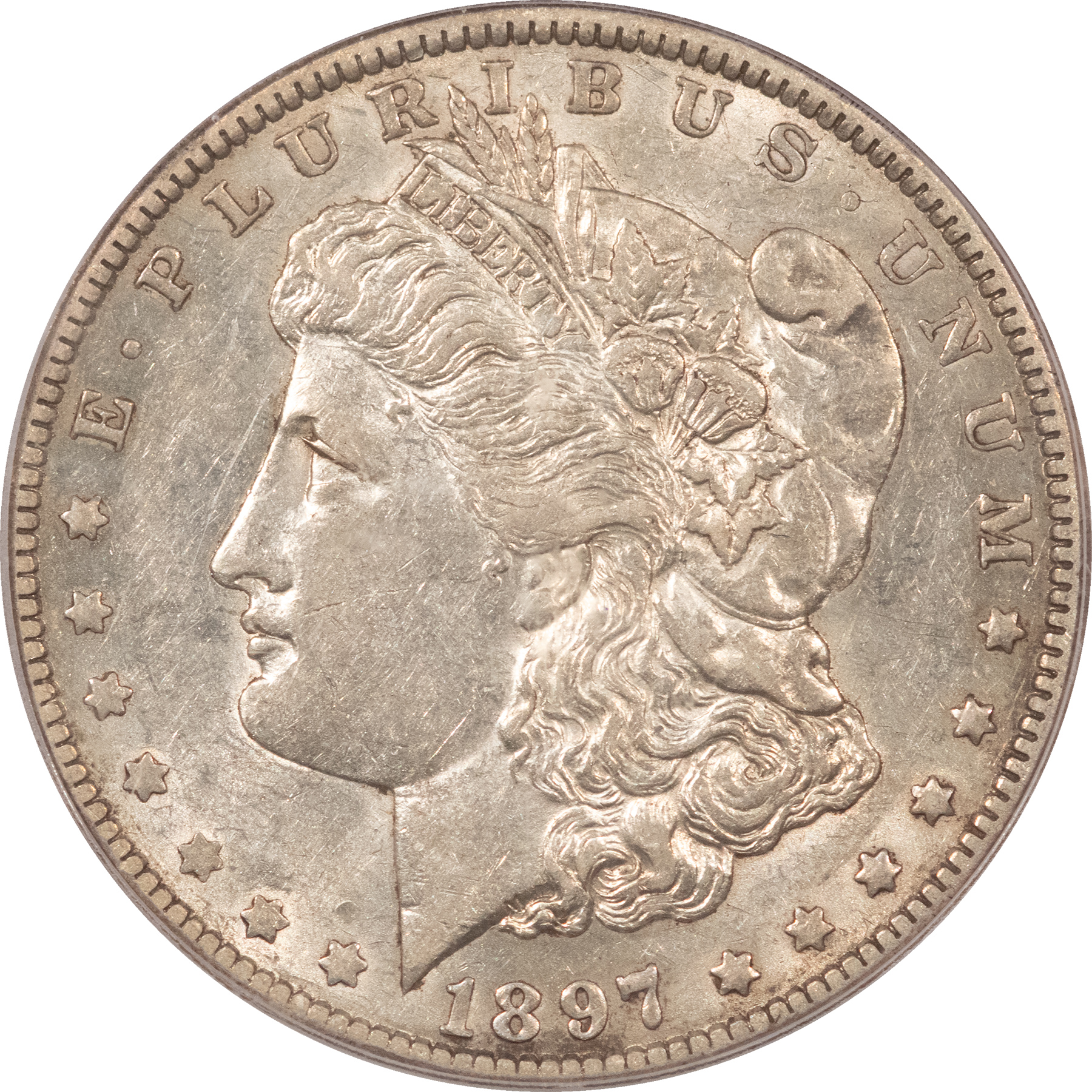 Dollars 1897-O $1 MORGAN DOLLAR – PCGS AU-53, FLASHY! Dollars 1897-O $1 MORGAN DOLLAR – PCGS AU-53, FLASHY!