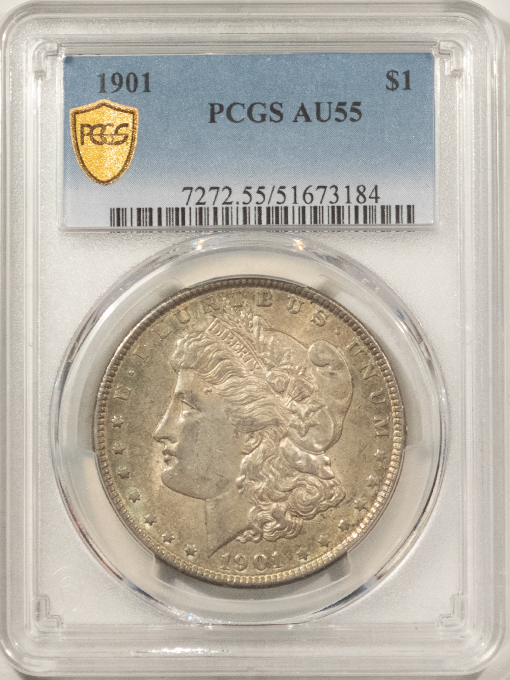 Dollars 1901 $1 MORGAN DOLLAR – PCGS AU-55, SUPER ORIGINAL! Dollars 1901 $1 MORGAN DOLLAR – PCGS AU-55, SUPER ORIGINAL!