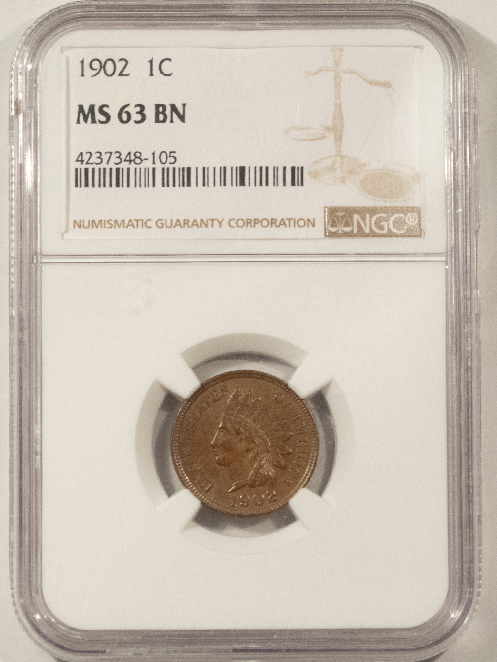 Indian 1902 INDIAN CENT – NGC MS-63 BN, CHOICE! Indian 1902 INDIAN CENT – NGC MS-63 BN, CHOICE!