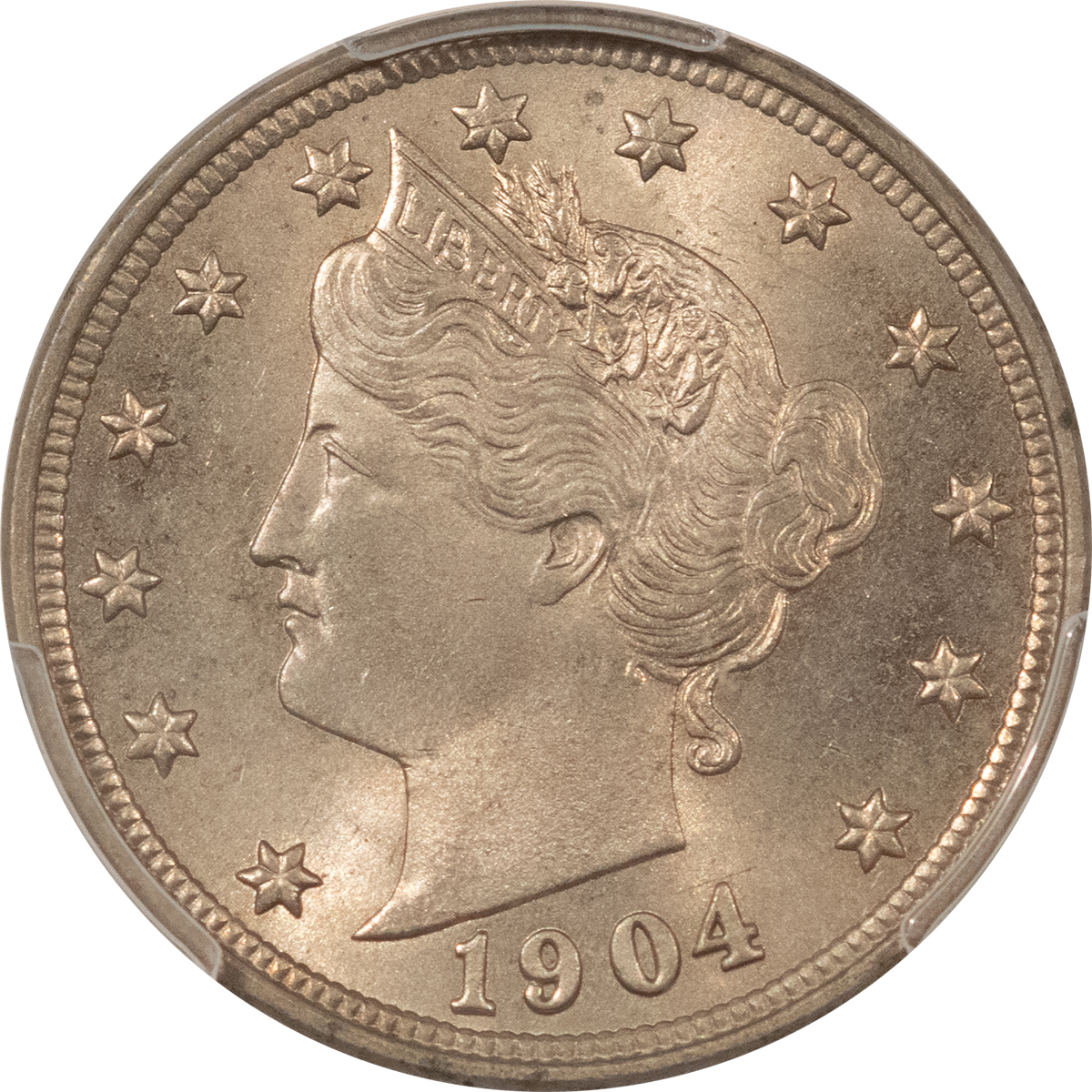 Liberty Nickels 1904 LIBERTY NICKEL – PCGS MS-63, PREMIUM QUALITY! LOOKS BETTER! Liberty Nickels 1904 LIBERTY NICKEL – PCGS MS-63, PREMIUM QUALITY! LOOKS BETTER!