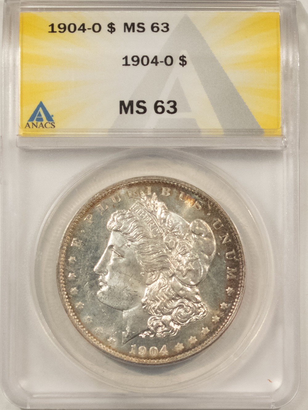 Dollars 1904-O $1 MORGAN DOLLAR – ANACS MS-63, PRETTY! Dollars 1904-O $1 MORGAN DOLLAR – ANACS MS-63, PRETTY!