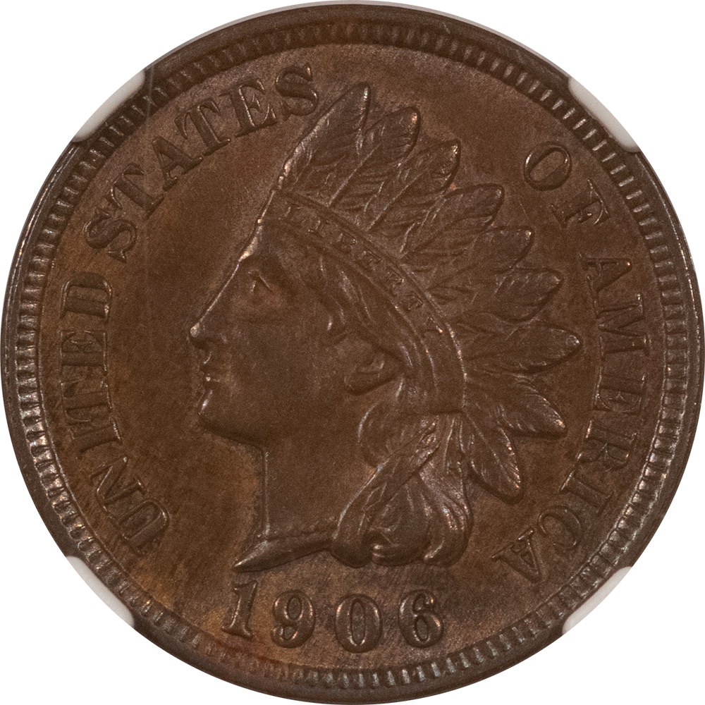 Indian 1906 INDIAN CENT – NGC MS-62 BN, ATTRACTIVE! Indian 1906 INDIAN CENT – NGC MS-62 BN, ATTRACTIVE!