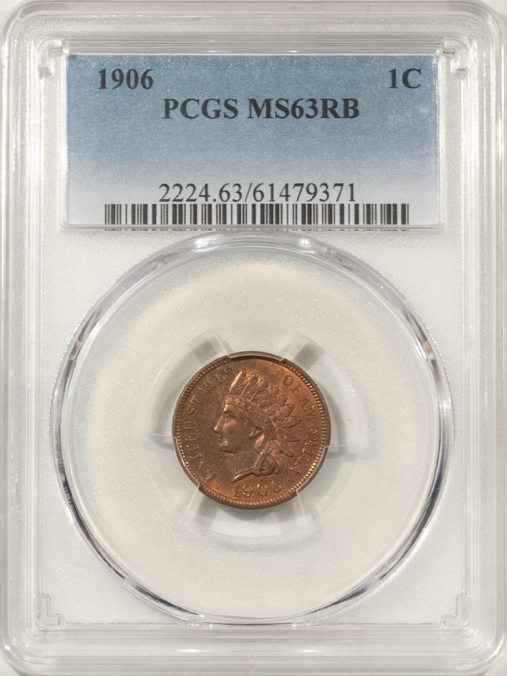 Indian 1906 INDIAN CENT – PCGS MS-63 RB, CHOICE! Indian 1906 INDIAN CENT – PCGS MS-63 RB, CHOICE!