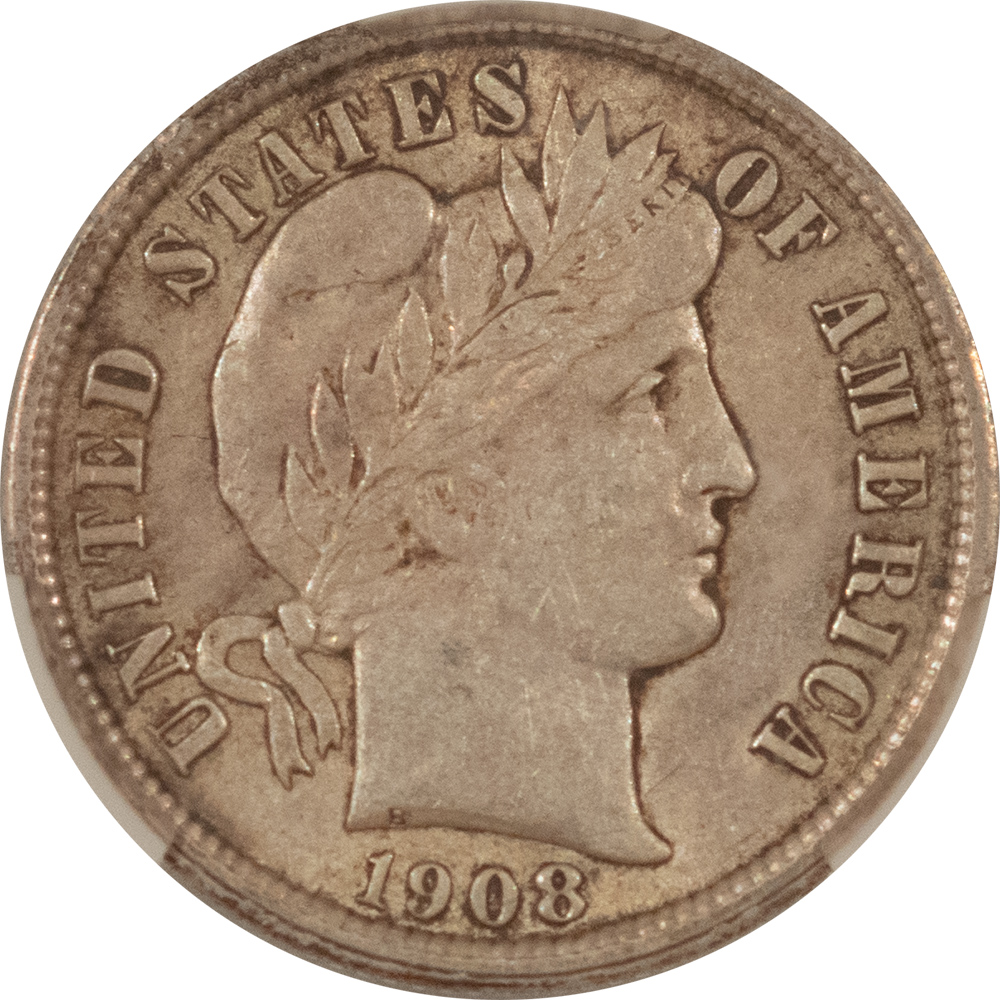 Barber Dimes 1908 BARBER DIME – CACG AU-50, CAC APPROVED! Barber Dimes 1908 BARBER DIME – CACG AU-50, CAC APPROVED!