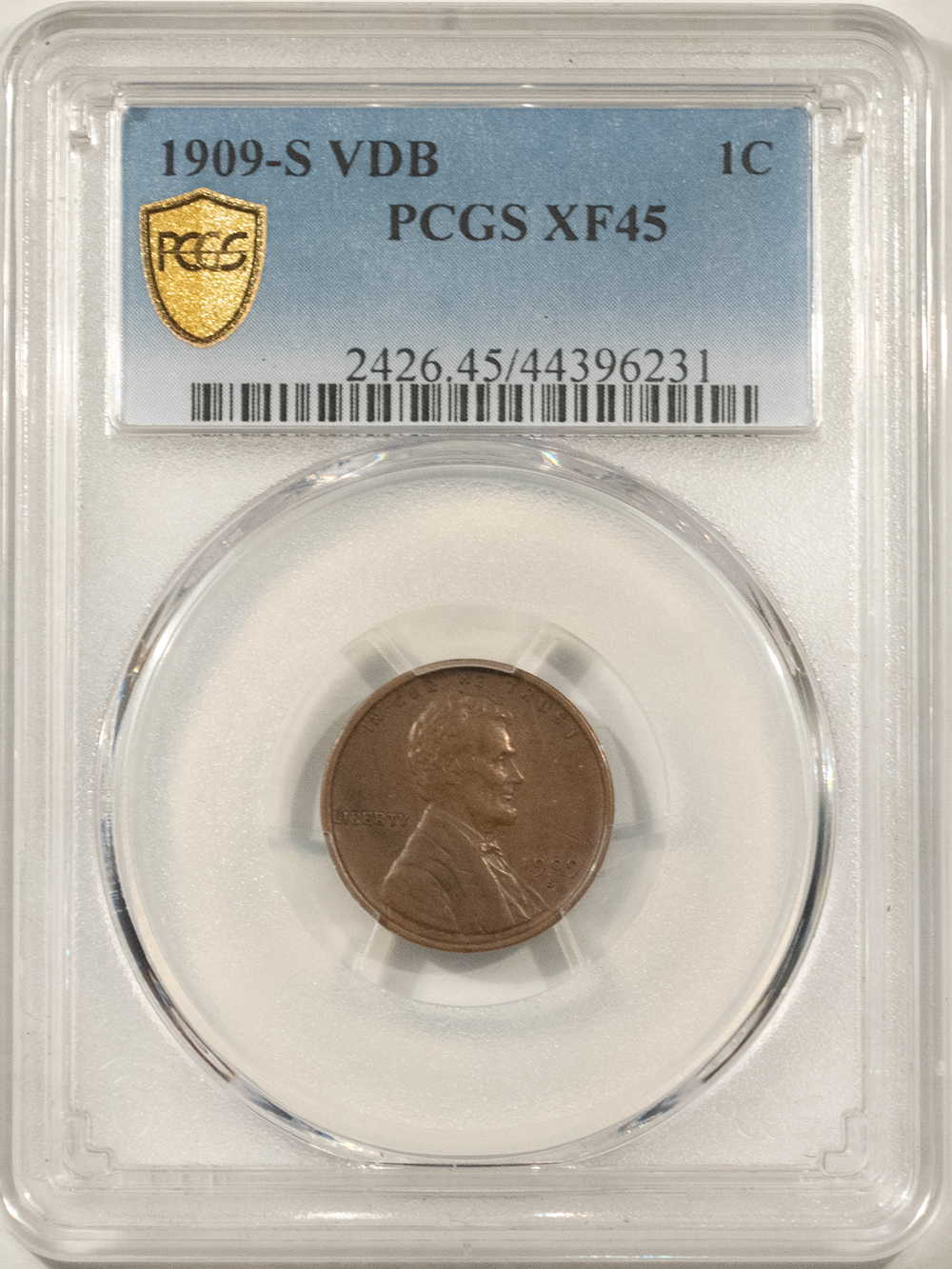 Lincoln Cents (Wheat) 1909-S VDB LINCOLN CENT – PCGS XF-45, KEY-DATE! Lincoln Cents (Wheat) 1909-S VDB LINCOLN CENT – PCGS XF-45, KEY-DATE!