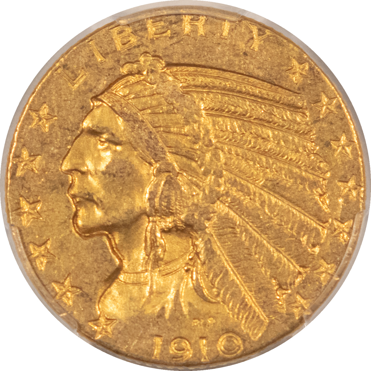 $5 1910 $5 INDIAN GOLD HALF EAGLE – PCGS MS-62 $5 1910 $5 INDIAN GOLD HALF EAGLE – PCGS MS-62