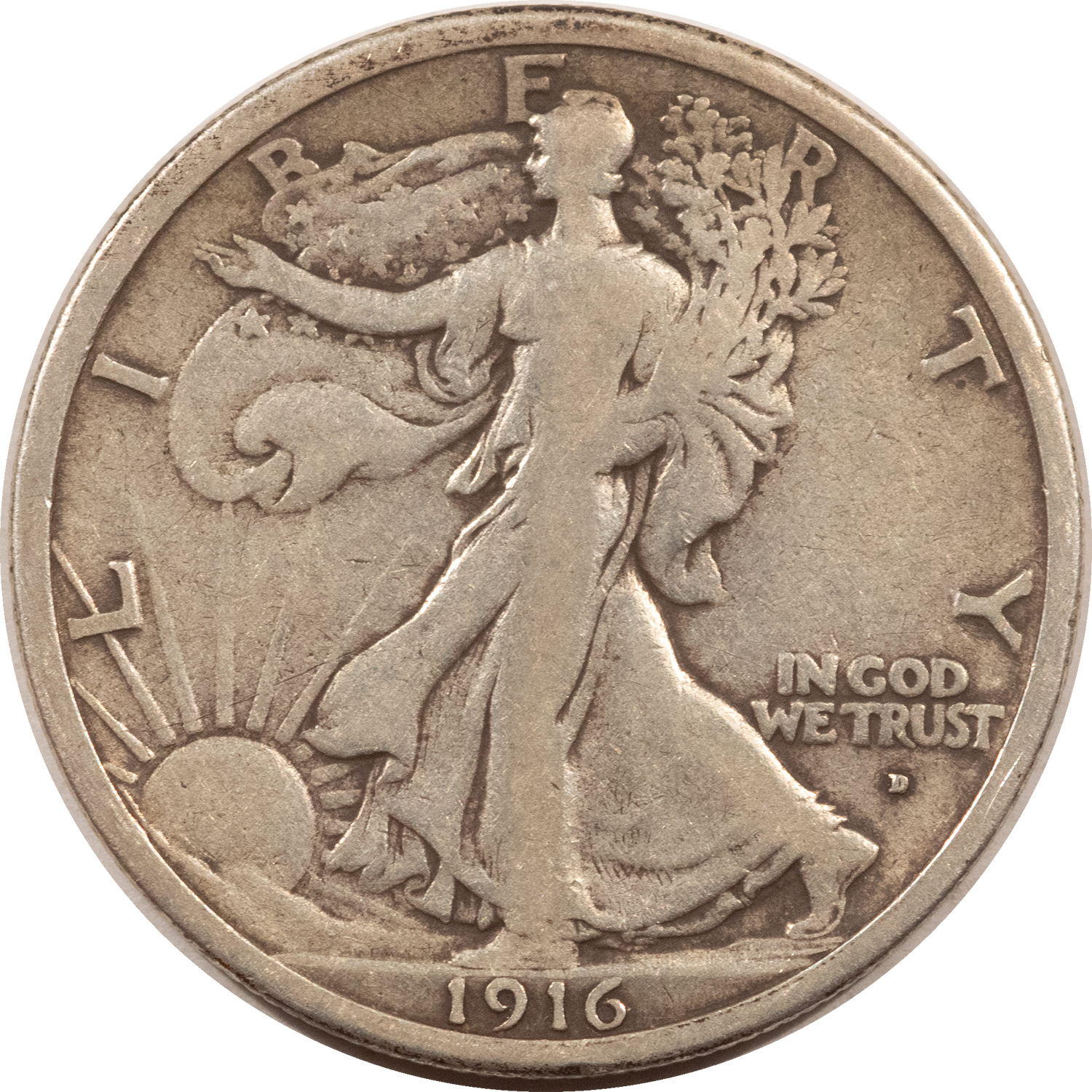 Half Dollars 1916-D WALKING LIBERTY HALF DOLLAR – NICE HIGH GRADE CIRCULATED EXAMPLE! Half Dollars 1916-D WALKING LIBERTY HALF DOLLAR – NICE HIGH GRADE CIRCULATED EXAMPLE!