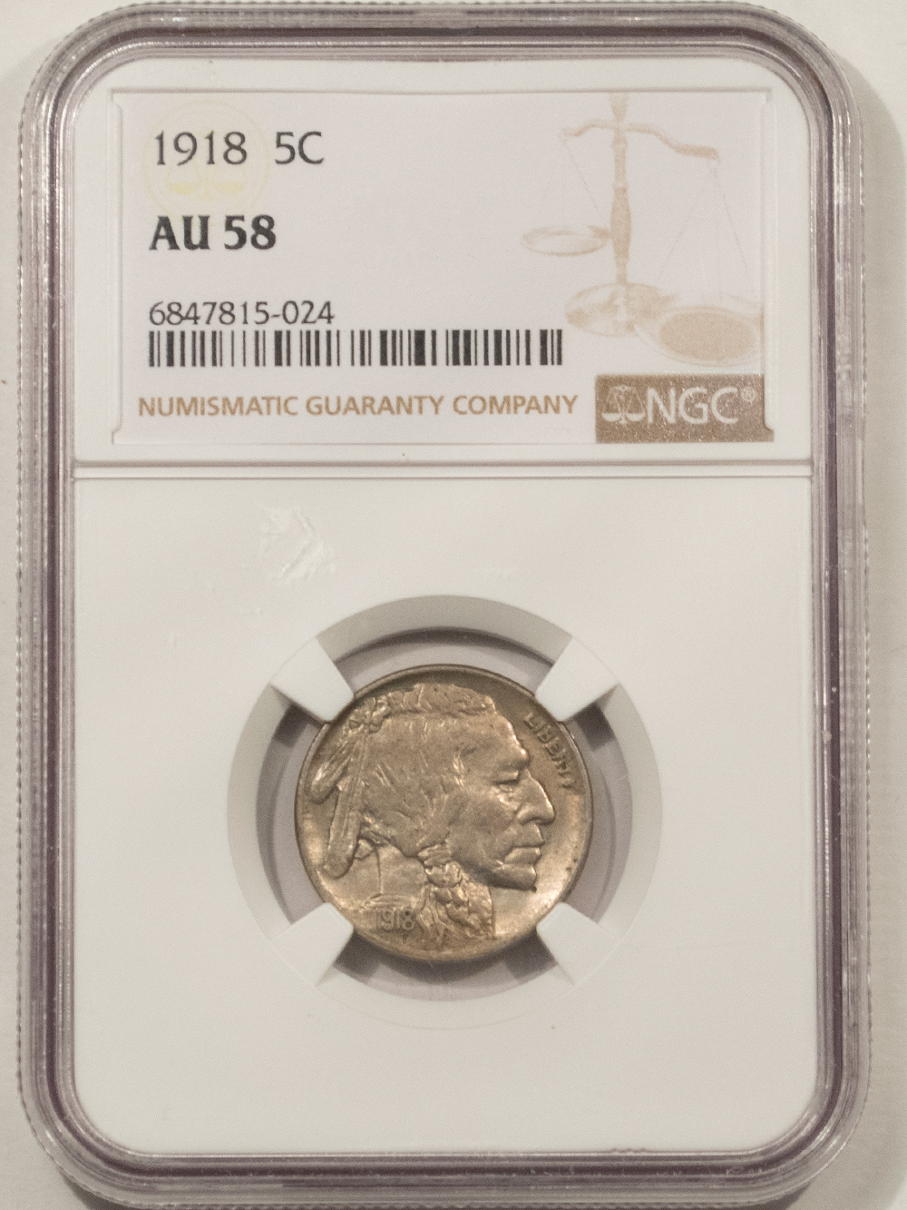 Buffalo Nickels 1918 BUFFALO NICKEL – NGC AU-58 Buffalo Nickels 1918 BUFFALO NICKEL – NGC AU-58