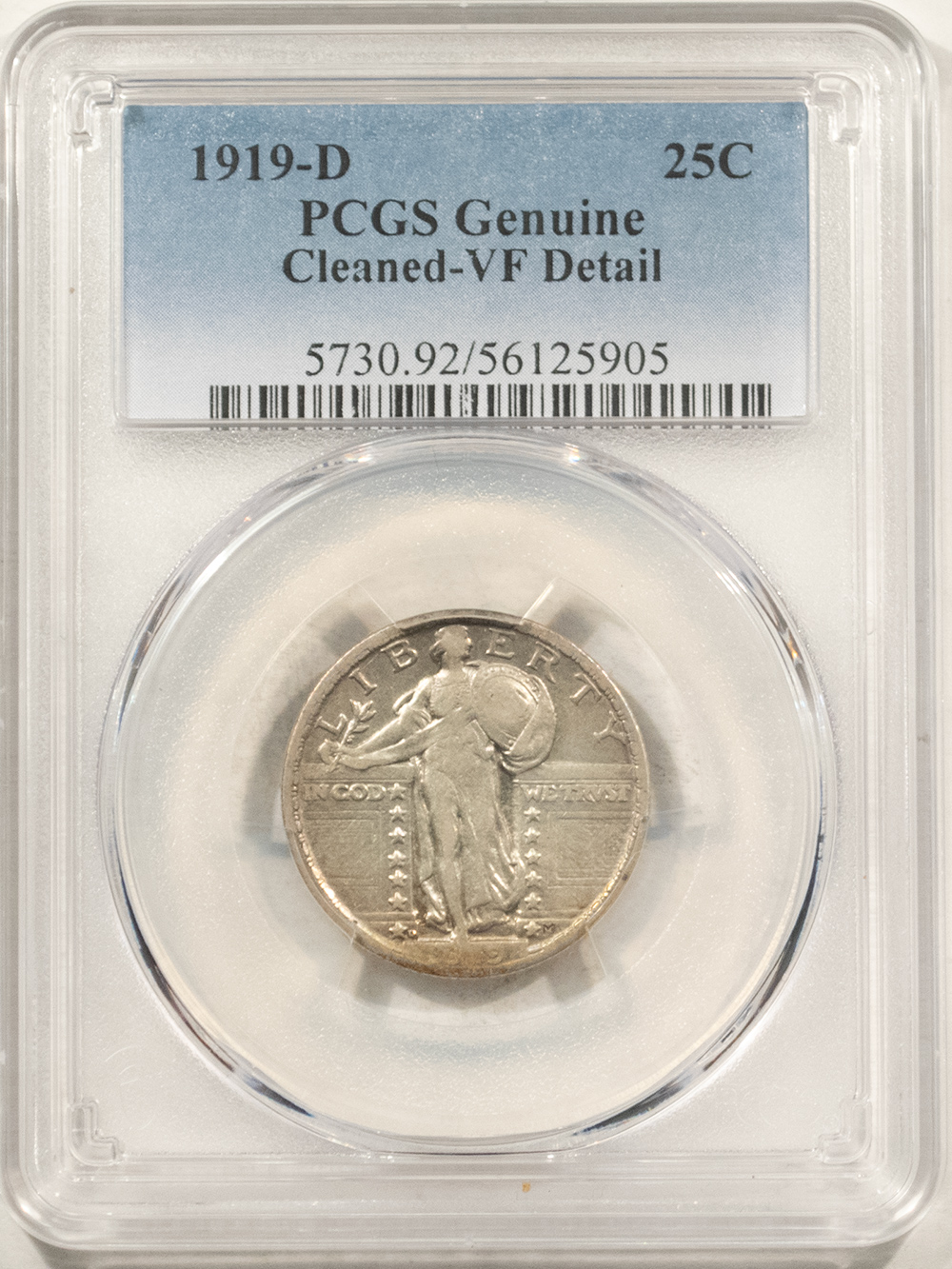 New Certified Coins 1919-D STANDING LIBERTY QUARTER PCGS GENUINE CLEANED VF DETAIL, TOUGH, NICE LOOK New Certified Coins 1919-D STANDING LIBERTY QUARTER PCGS GENUINE CLEANED VF DETAIL, TOUGH, NICE LOOK