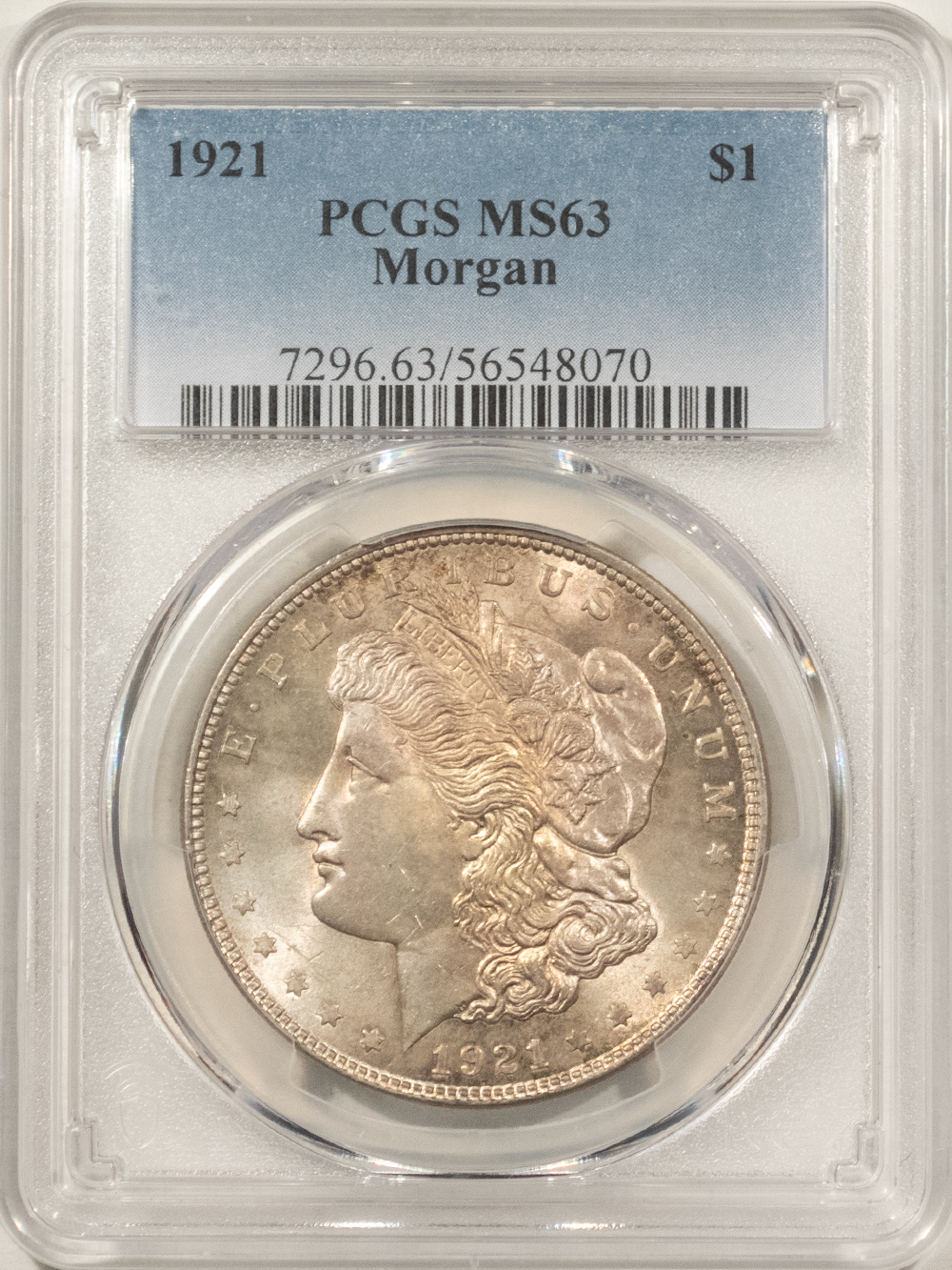 Dollars 1921 $1 MORGAN DOLLAR – PCGS MS-63, ATTRACTIVE! Dollars 1921 $1 MORGAN DOLLAR – PCGS MS-63, ATTRACTIVE!
