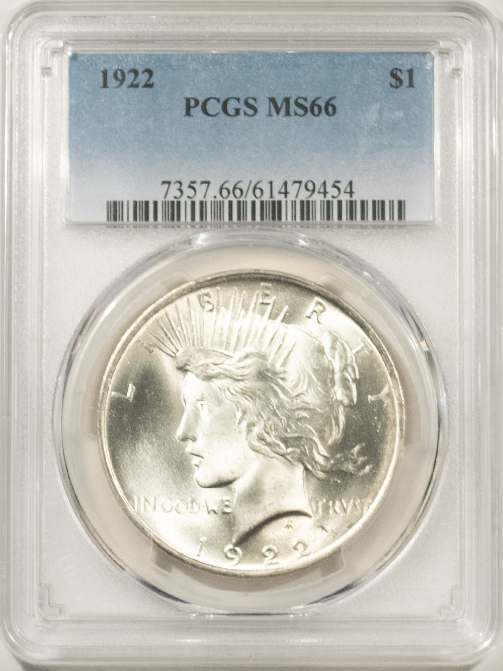 Dollars 1922 $1 PEACE DOLLAR – PCGS MS-66, FRESH, FROSTY & PREMIUM QUALITY BLAZER! Dollars 1922 $1 PEACE DOLLAR – PCGS MS-66, FRESH, FROSTY & PREMIUM QUALITY BLAZER!