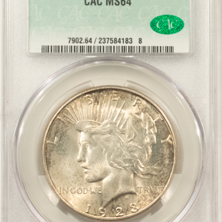 CAC Approved Coins 1923-S $1 PEACE DOLLAR – CACG MS-64, CAC APPROVED! PREMIUM QUALITY++! CAC Approved Coins 1923-S $1 PEACE DOLLAR – CACG MS-64, CAC APPROVED! PREMIUM QUALITY++!