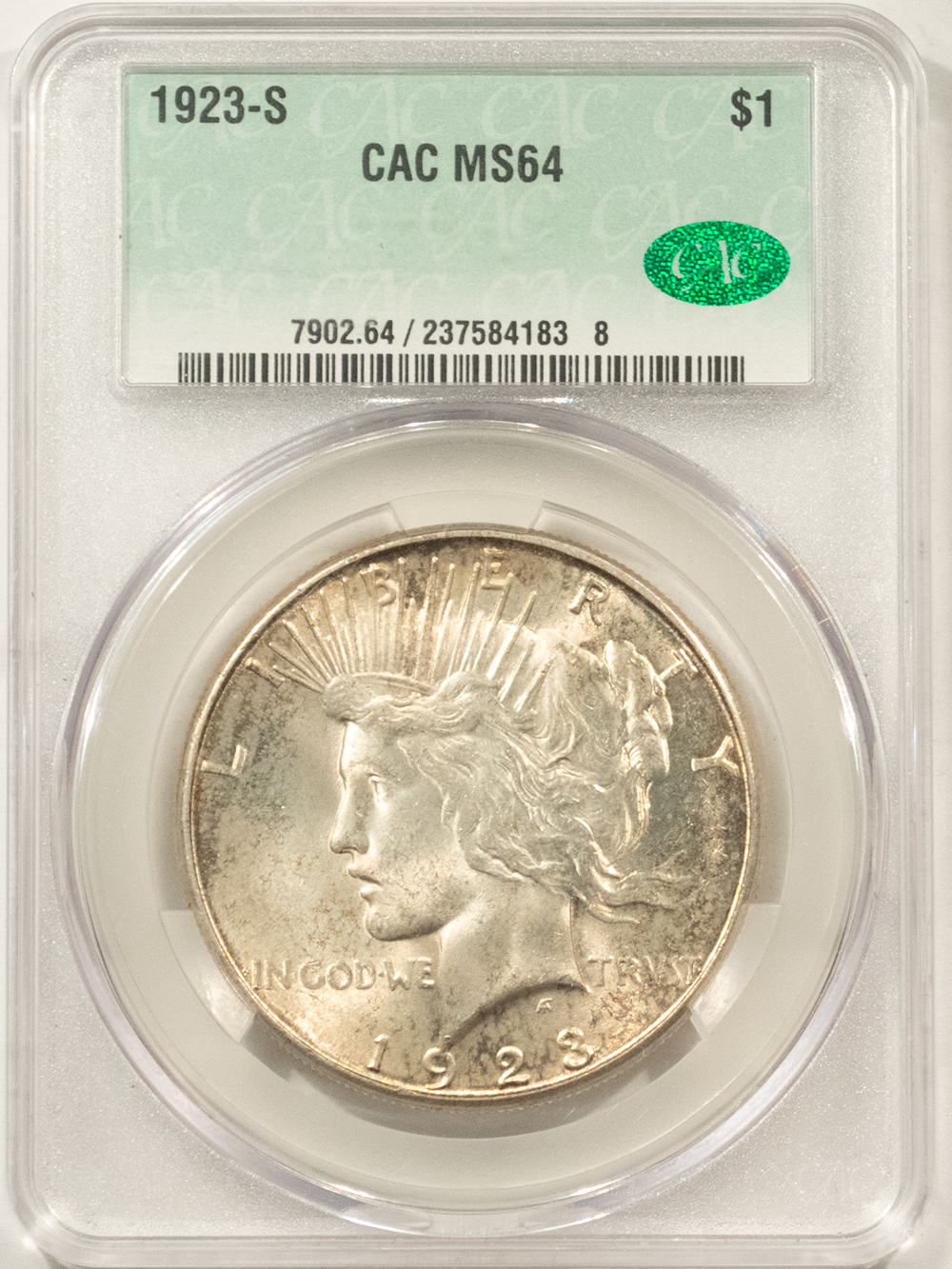 CAC Approved Coins 1923-S $1 PEACE DOLLAR – CACG MS-64, CAC APPROVED! PREMIUM QUALITY++! CAC Approved Coins 1923-S $1 PEACE DOLLAR – CACG MS-64, CAC APPROVED! PREMIUM QUALITY++!