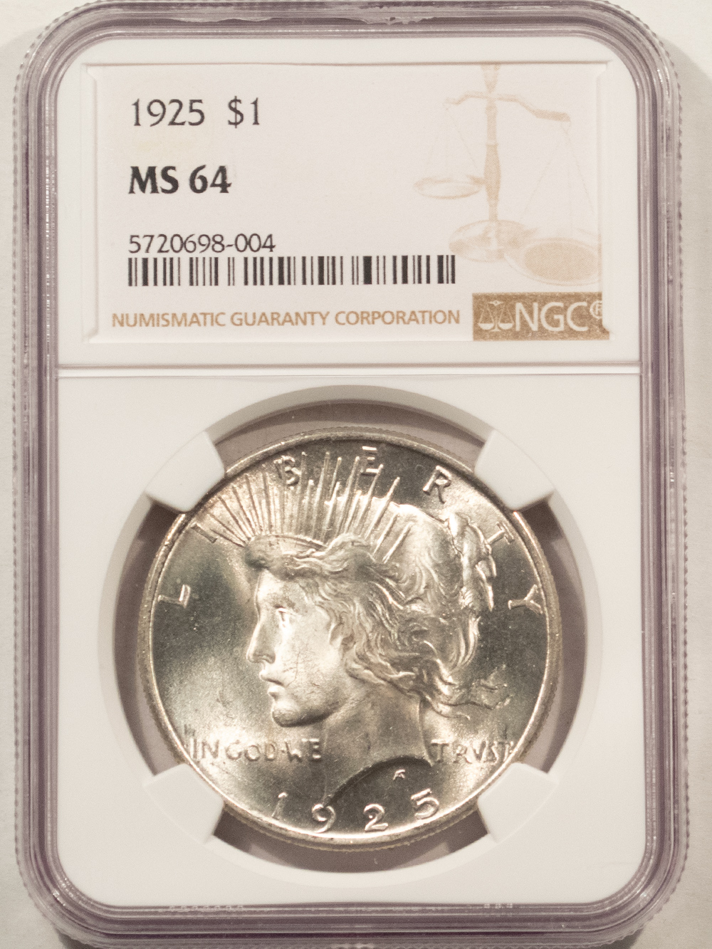 Dollars 1925 $1 PEACE DOLLAR – NGC MS-64, BLAST WHITE & PREMIUM QUALITY! Dollars 1925 $1 PEACE DOLLAR – NGC MS-64, BLAST WHITE & PREMIUM QUALITY!