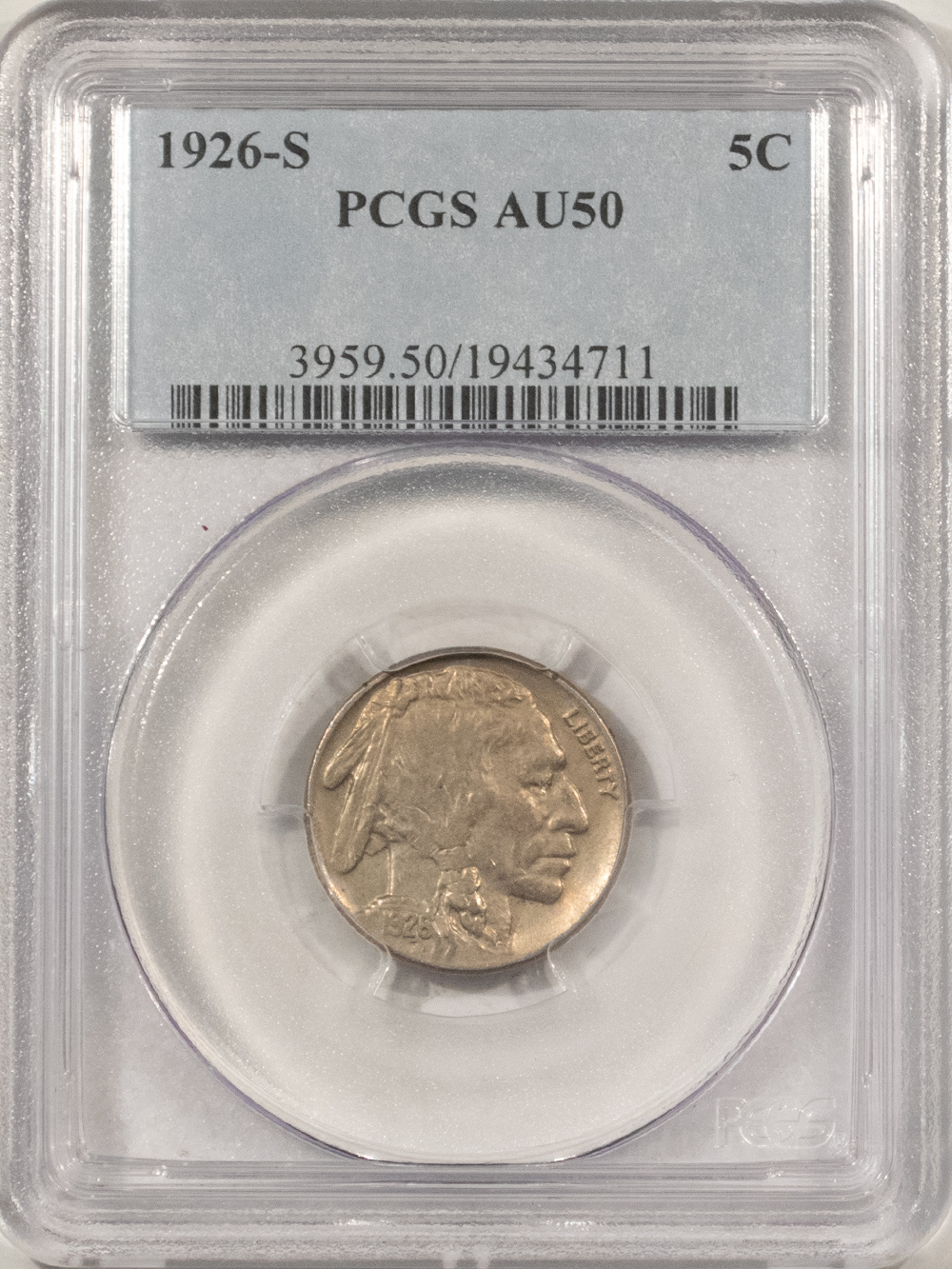 Buffalo Nickels 1926-S BUFFALO NICKEL – PCGS AU-50, TOUGH! KEY-DATE! Buffalo Nickels 1926-S BUFFALO NICKEL – PCGS AU-50, TOUGH! KEY-DATE!