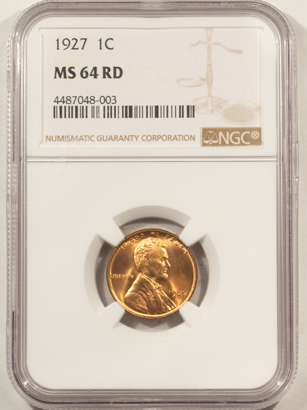 Lincoln Cents (Wheat) 1927 LINCOLN CENT – NGC MS-64 RD! BLAZING RED! Lincoln Cents (Wheat) 1927 LINCOLN CENT – NGC MS-64 RD! BLAZING RED!