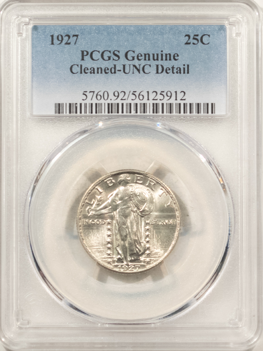 New Certified Coins 1927 STANDING LIBERTY QUARTER – PCGS GENUINE CLEANED, UNC DETAIL, GREAT LOOK! New Certified Coins 1927 STANDING LIBERTY QUARTER – PCGS GENUINE CLEANED, UNC DETAIL, GREAT LOOK!