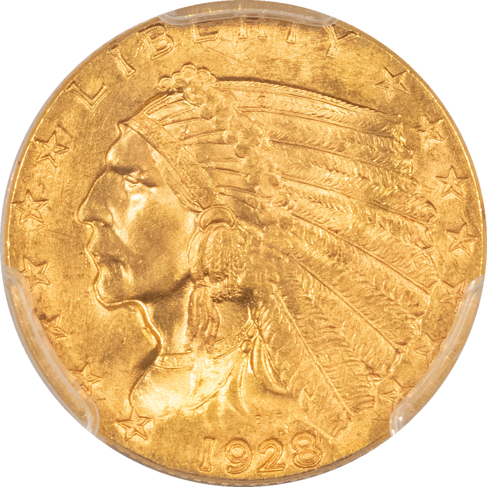$2.50 1928 $2.50 INDIAN GOLD QUARTER EAGLE – PCGS MS-65, FLASHY GEM! $2.50 1928 $2.50 INDIAN GOLD QUARTER EAGLE – PCGS MS-65, FLASHY GEM!