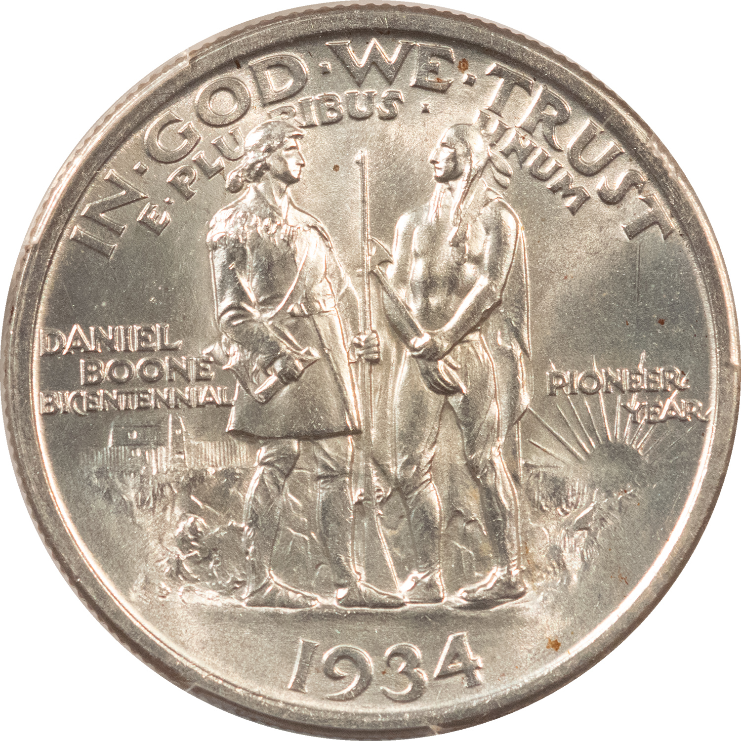 Early Commems 1934 BOONE COMMEMORATIVE HALF DOLLAR – PCGS GENUINE CLEANED UNC DETAIL, WHITE! Early Commems 1934 BOONE COMMEMORATIVE HALF DOLLAR – PCGS GENUINE CLEANED UNC DETAIL, WHITE!