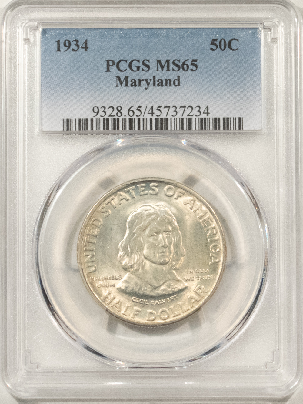 Early Commems 1934 MARYLAND COMMEMORATIVE HALF DOLLAR – PCGS MS-65, PRETTY! PREMIUM QUALITY! Early Commems 1934 MARYLAND COMMEMORATIVE HALF DOLLAR – PCGS MS-65, PRETTY! PREMIUM QUALITY!