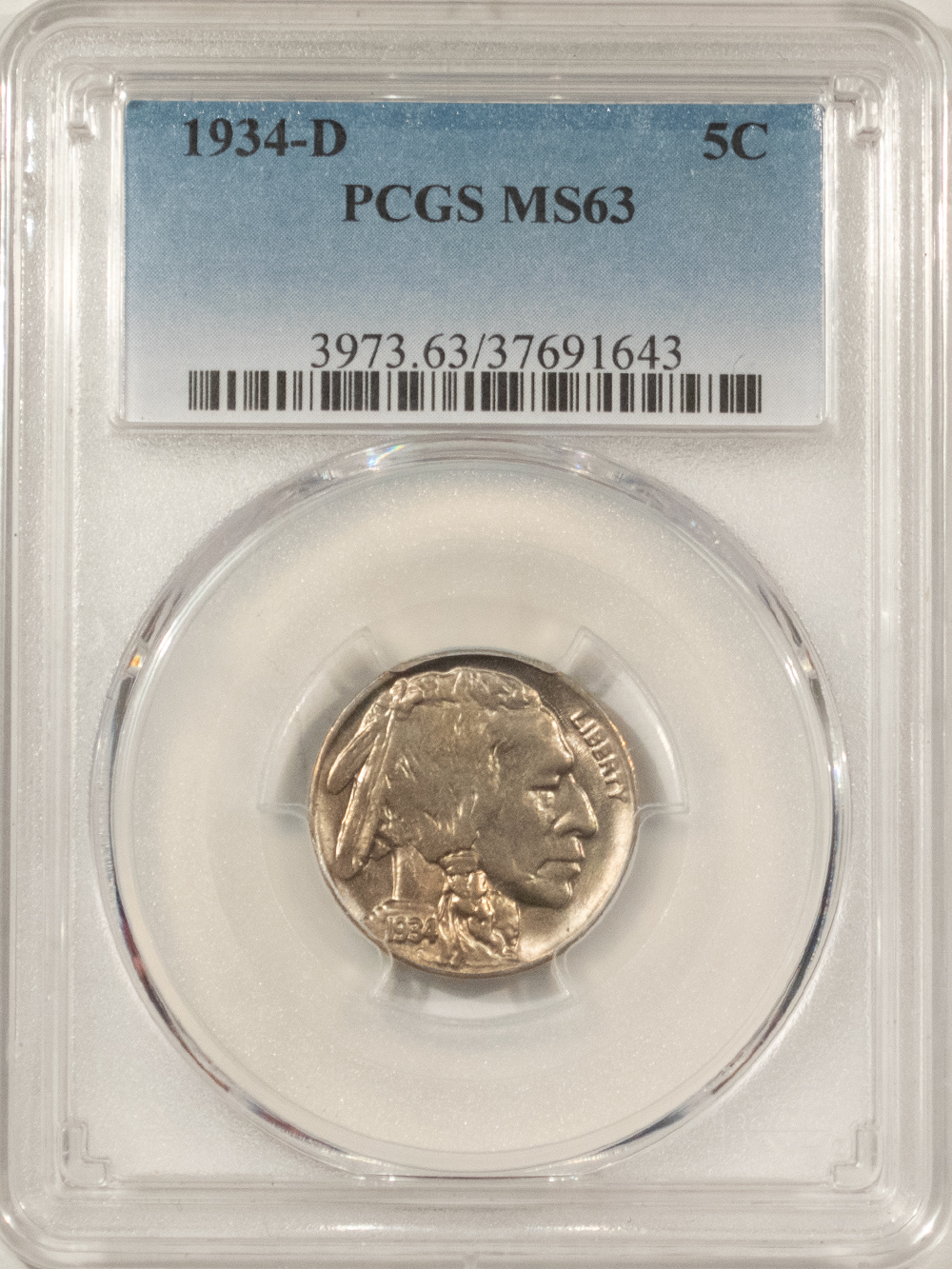 Buffalo Nickels 1934-D BUFFALO NICKEL – PCGS MS-63, CHOICE! Buffalo Nickels 1934-D BUFFALO NICKEL – PCGS MS-63, CHOICE!