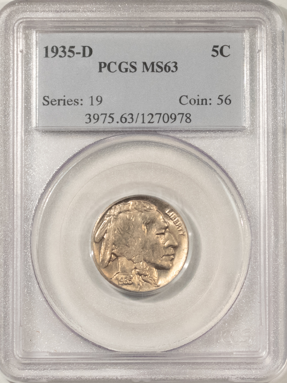 Buffalo Nickels 1935-D BUFFALO NICKEL – PCGS MS-63, CHOICE! Buffalo Nickels 1935-D BUFFALO NICKEL – PCGS MS-63, CHOICE!
