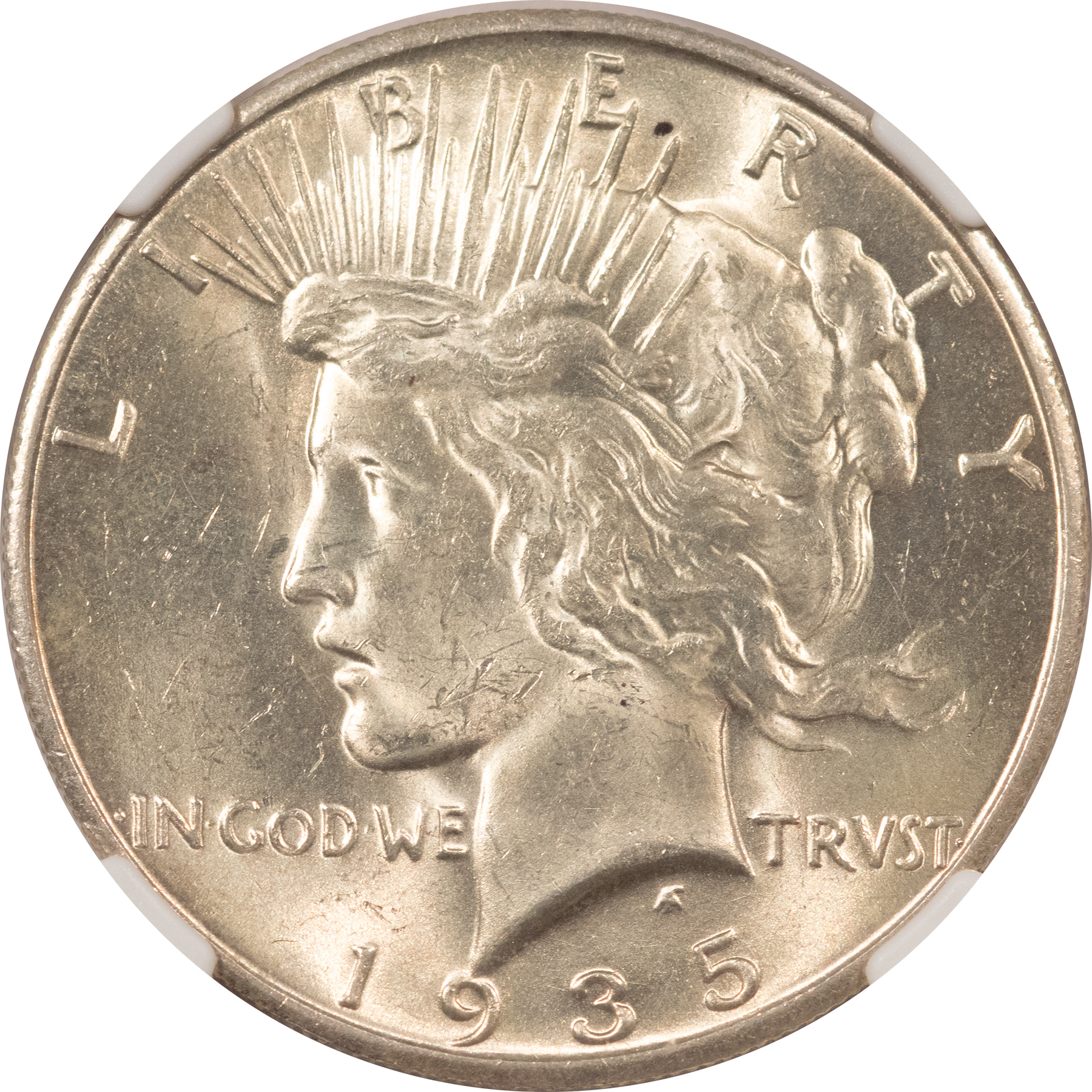 Dollars 1935-S $1 PEACE DOLLAR – NGC MS-62, FLASHY & TOUGH! Dollars 1935-S $1 PEACE DOLLAR – NGC MS-62, FLASHY & TOUGH!