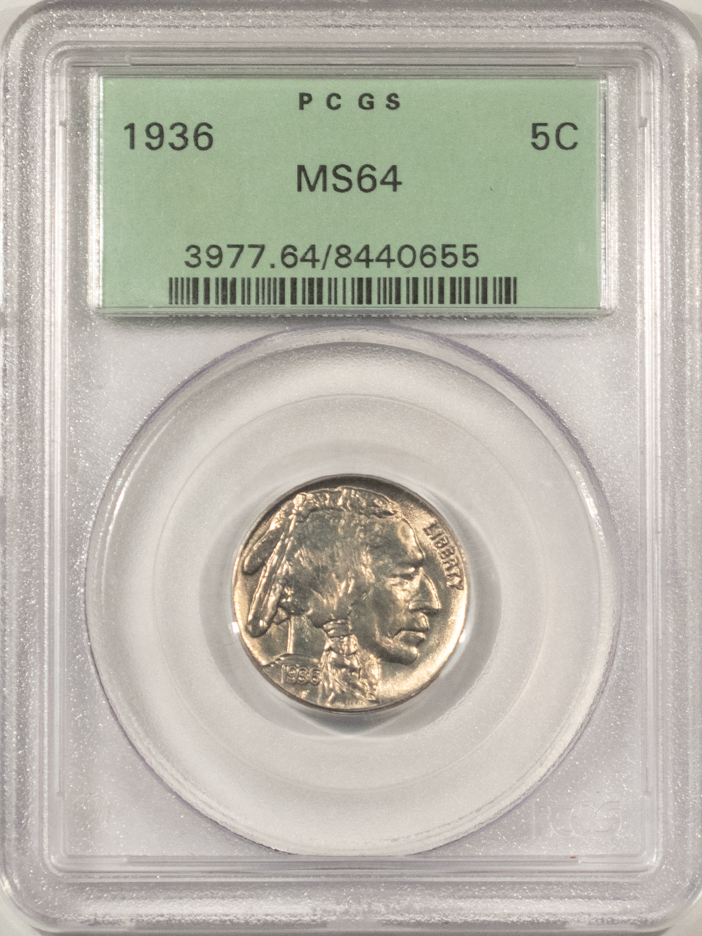 Buffalo Nickels 1936 BUFFALO NICKEL – PCGS MS-64, OLD GREEN HOLDER & PREMIUM QUALITY! Buffalo Nickels 1936 BUFFALO NICKEL – PCGS MS-64, OLD GREEN HOLDER & PREMIUM QUALITY!