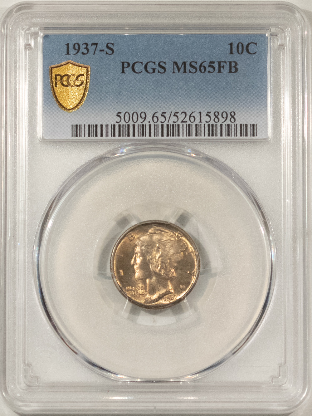 Dimes 1937-S MERCURY DIME – PCGS MS-65 FB, PRETTY & ORIGINAL! Dimes 1937-S MERCURY DIME – PCGS MS-65 FB, PRETTY & ORIGINAL!