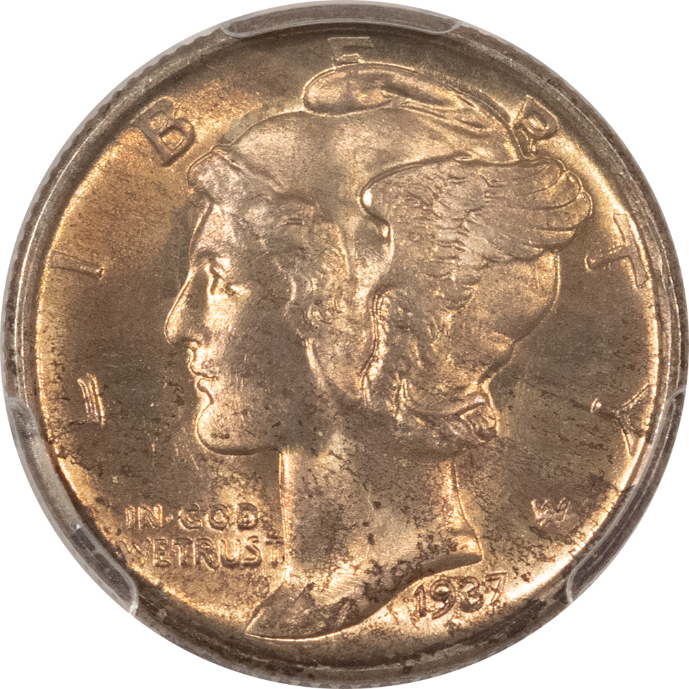 Dimes 1937-S MERCURY DIME – PCGS MS-65 FB, PRETTY & ORIGINAL! Dimes 1937-S MERCURY DIME – PCGS MS-65 FB, PRETTY & ORIGINAL!