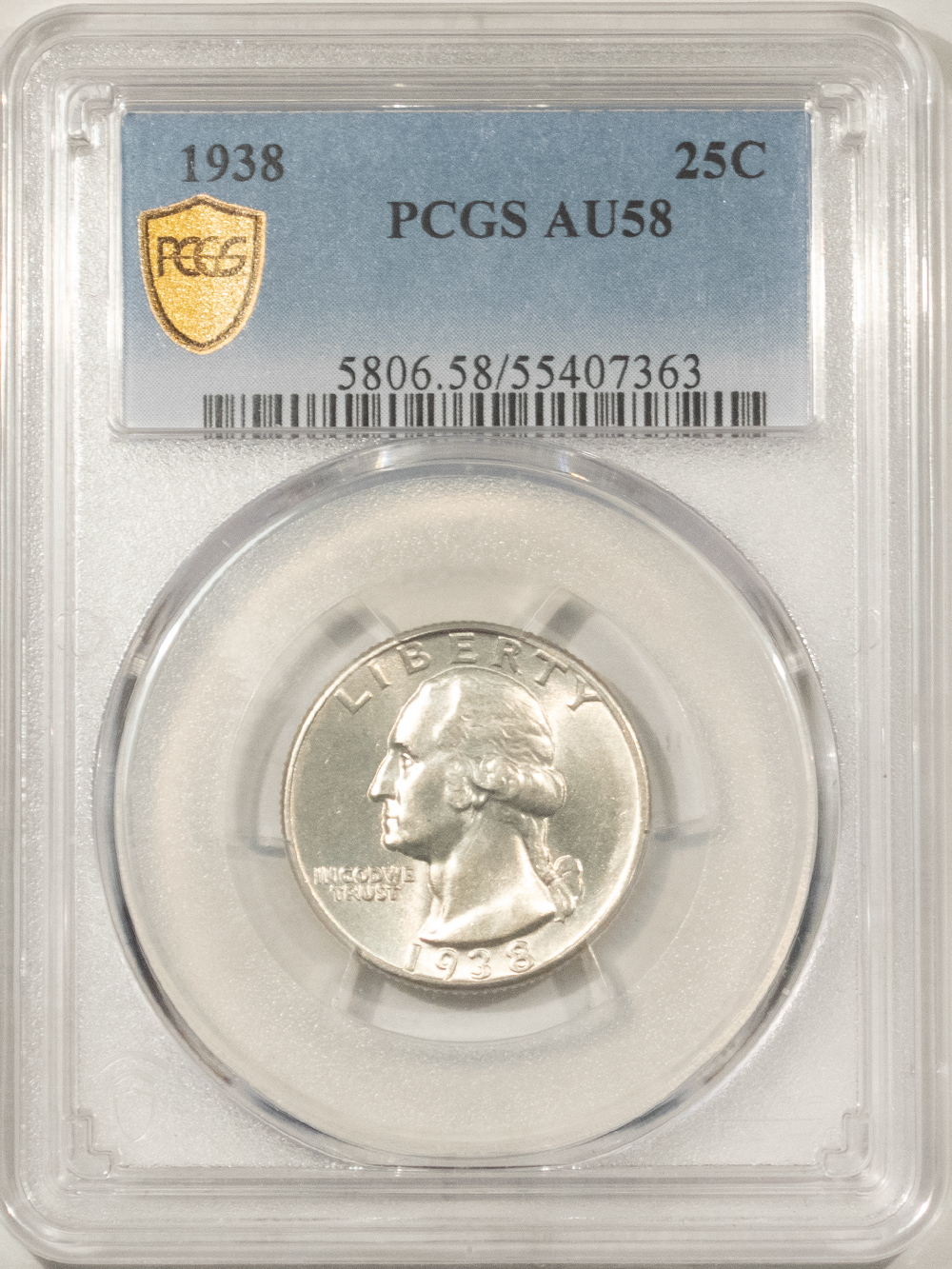 New Certified Coins 1938 WASHINGTON QUARTER – PCGS AU-58, LOOKS UNCIRCULATED! New Certified Coins 1938 WASHINGTON QUARTER – PCGS AU-58, LOOKS UNCIRCULATED!